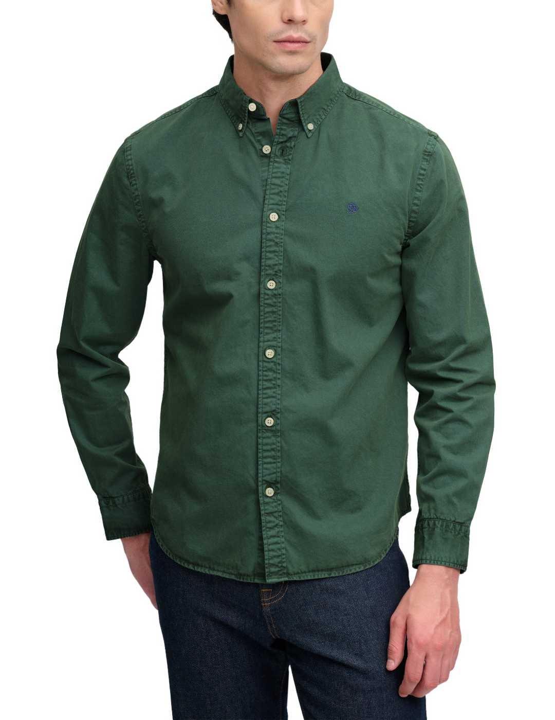 Camisa básica Superdry Oxford Dyed verde para hombre