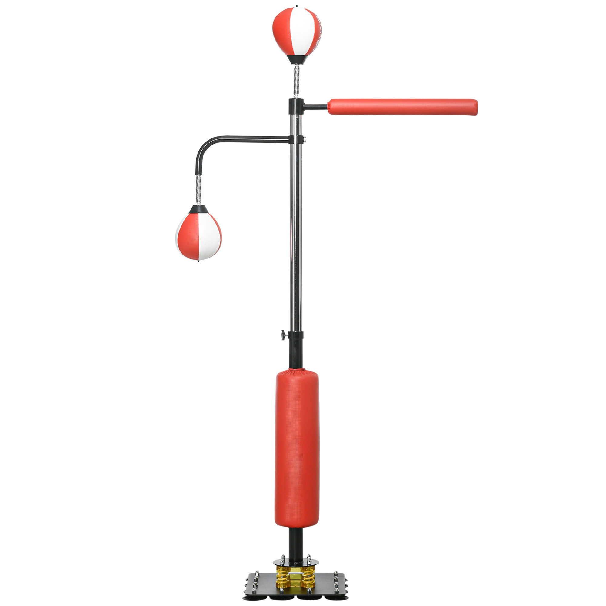 SPORTNOW Saco de boxeo independiente con caja de pie, entrenador de caja de pie de altura ajustable de 140-205 cm con 2 bolas de velocidad, barra de reflejos, base de ventosa para adultos y adolescentes