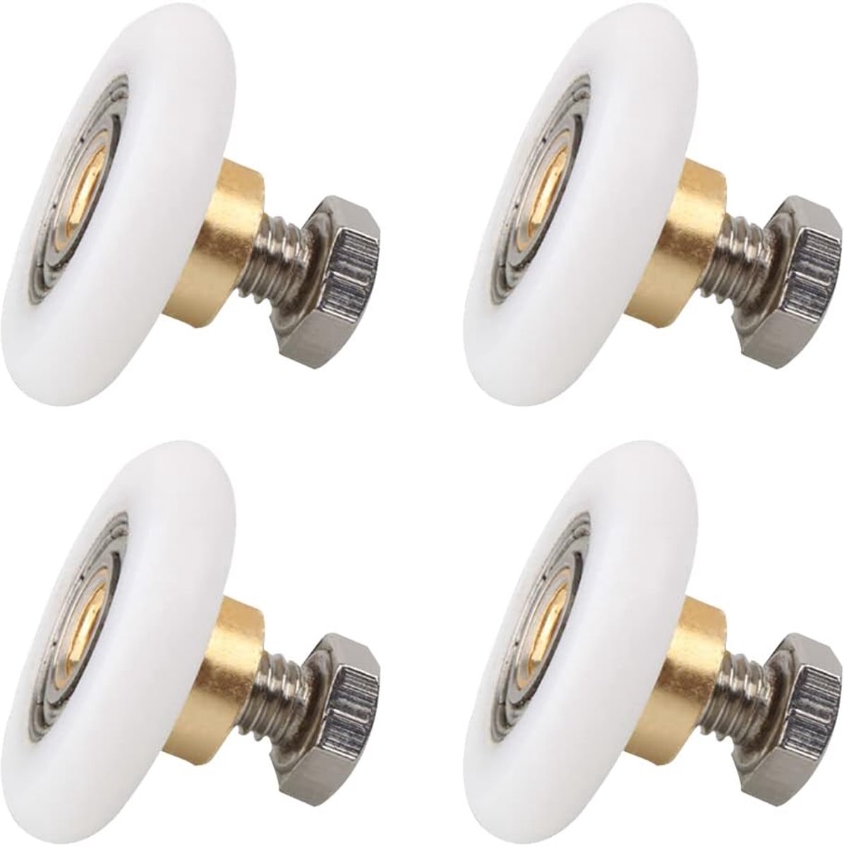 4 piezas - rodillos para puerta de ducha - 20 mm - ruedas para puertas correderas de ducha - ruedas guía de repuesto - para el hogar, baño, bricolaje - piezas de repuesto para agujeros de cristal - para puertas de ducha, ruedas y deslizadores de puertas c