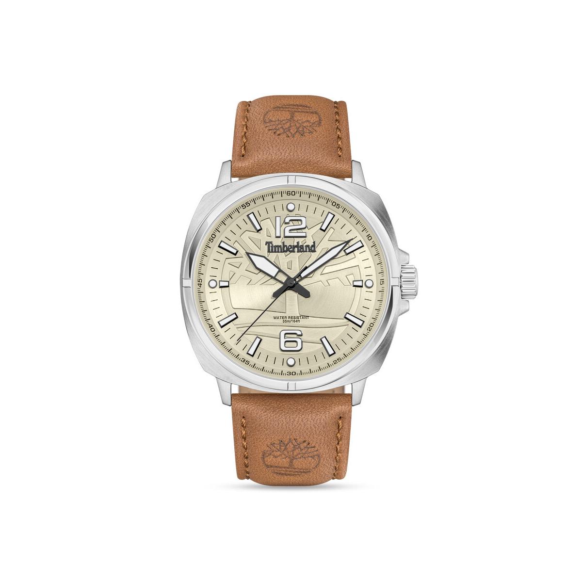 Timberland Reloj Hombre Caja De Acero Pulsera Genuine Leather De Color Marrón Resistente Al Agua 5 Atm Tdwgb2201705