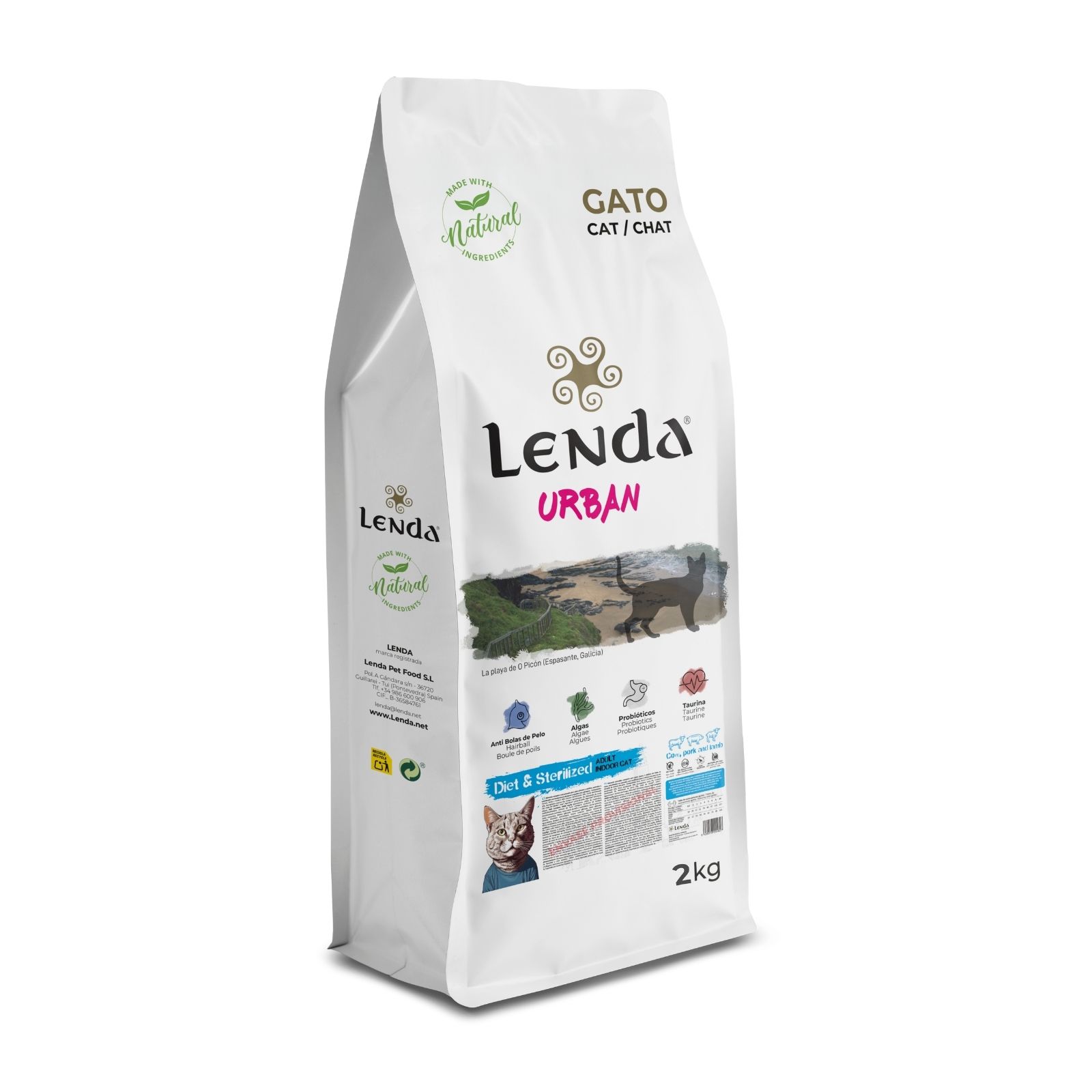 Lenda Urban Diet Esterilizado Pienso para Gato con Omega 3 - Con Pavo, Probióticos y Krill - Sin Grano