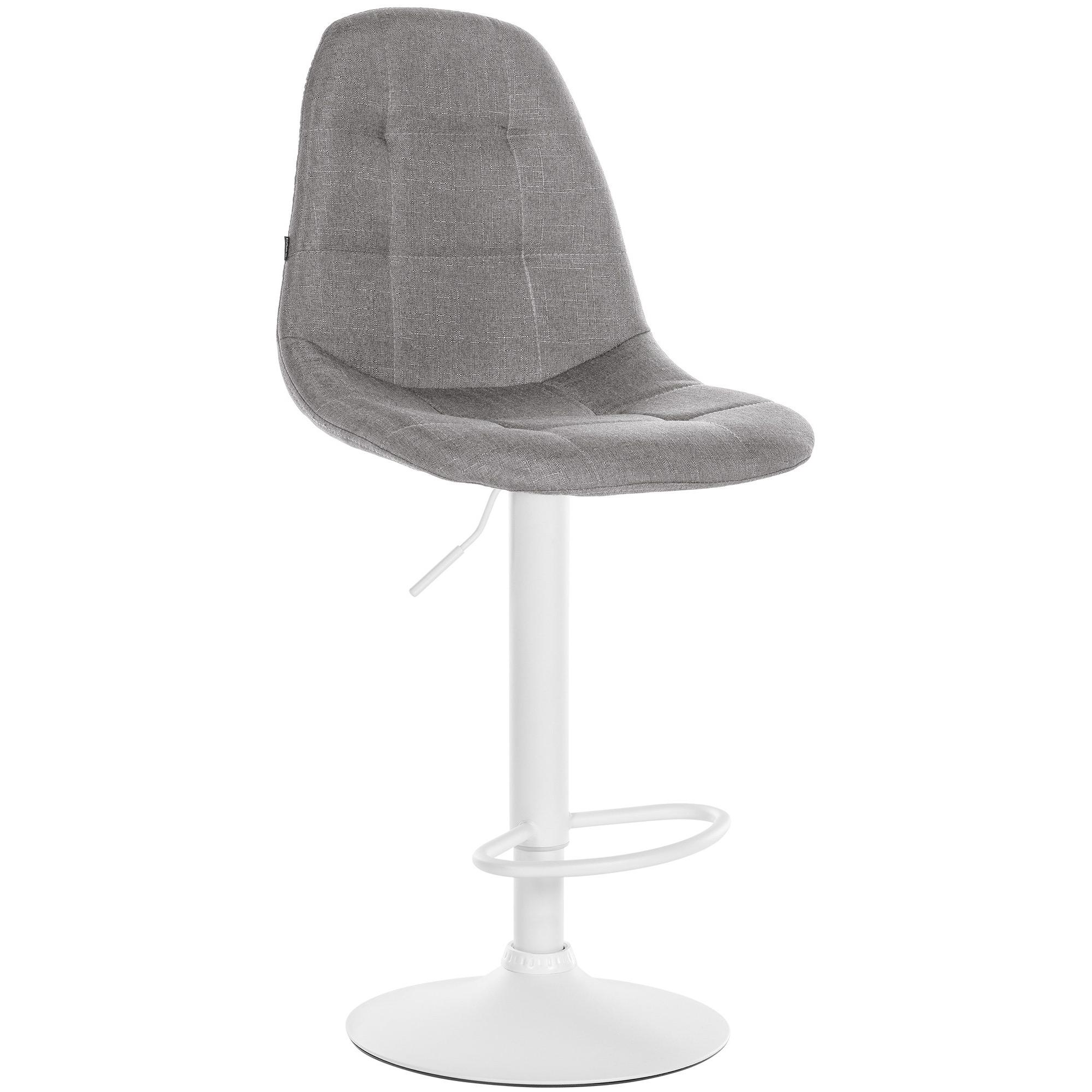 Taburete de bar Elmore de tela Gris,Metal blanco mate