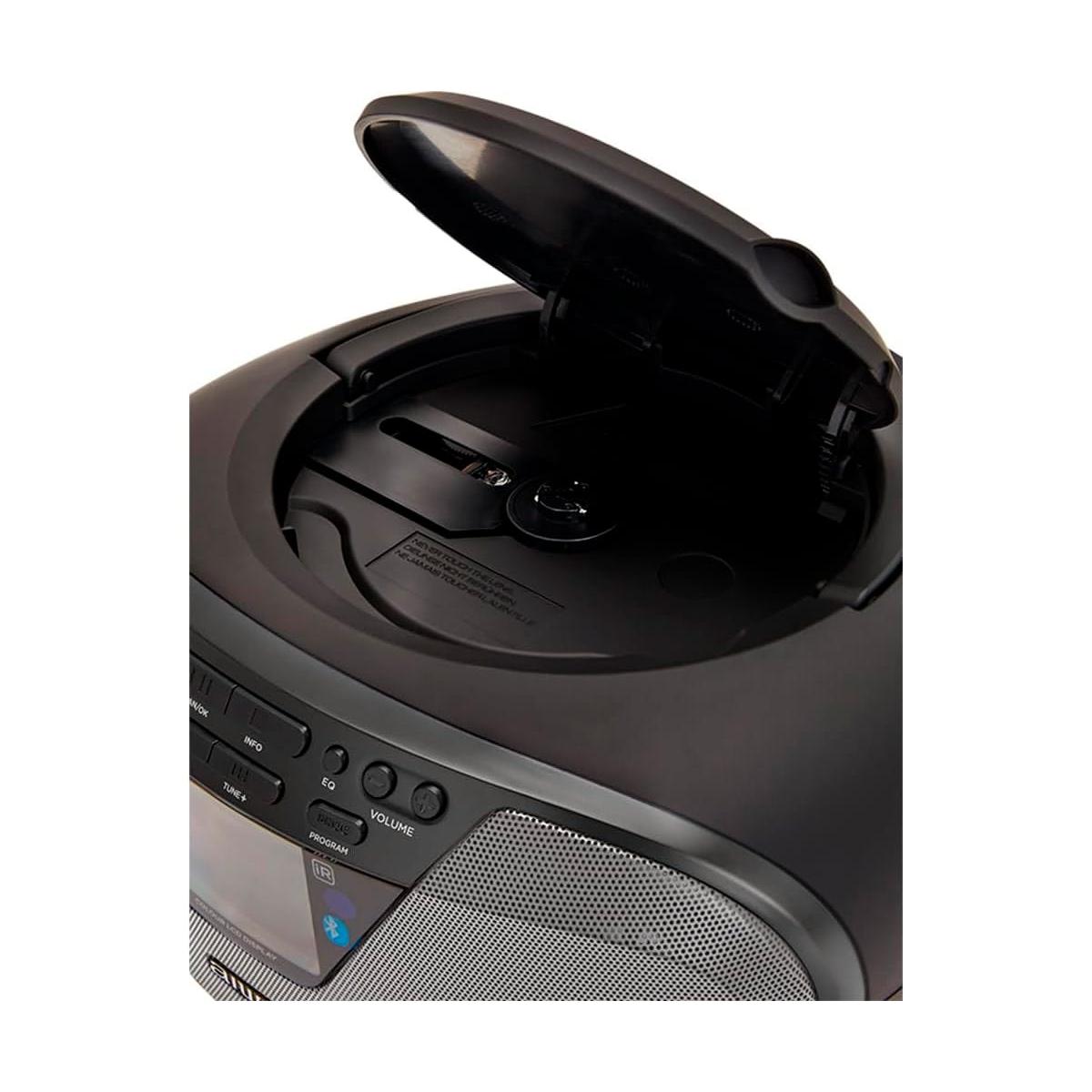 Aiwa - Boombox portátil BBTU-500DAB con radio DAB+/FM, reproductor de CD y Bluetooth 5.0, pantalla TFT a color de 2,4\", altavoces de 6 W y alarma dual