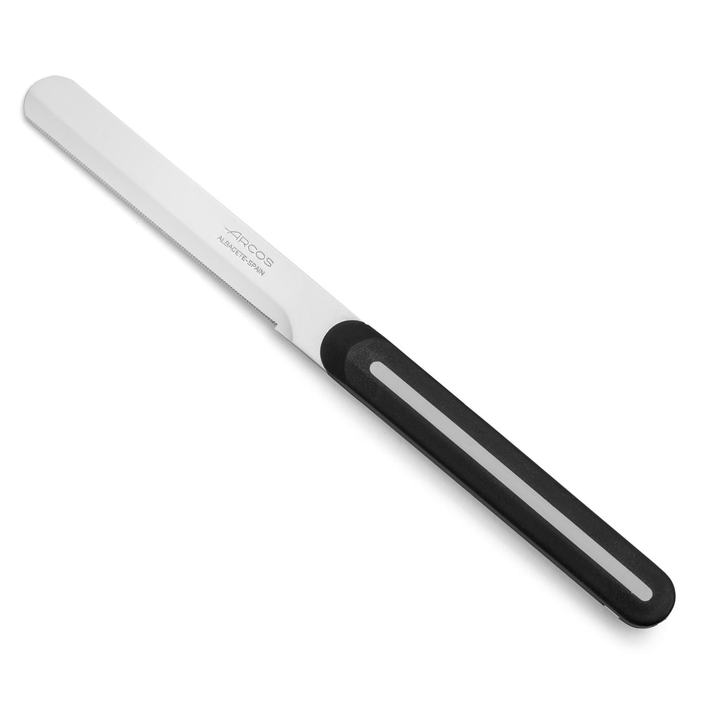 Arcos Cuchillo pelar Acero Inoxidable. Cuchillo mesa para pelar frutas y verduras. Mango ergonómico polipropileno. Adecuado para todo tipo alimentos. Serie B-Line. Color negro y blanco.