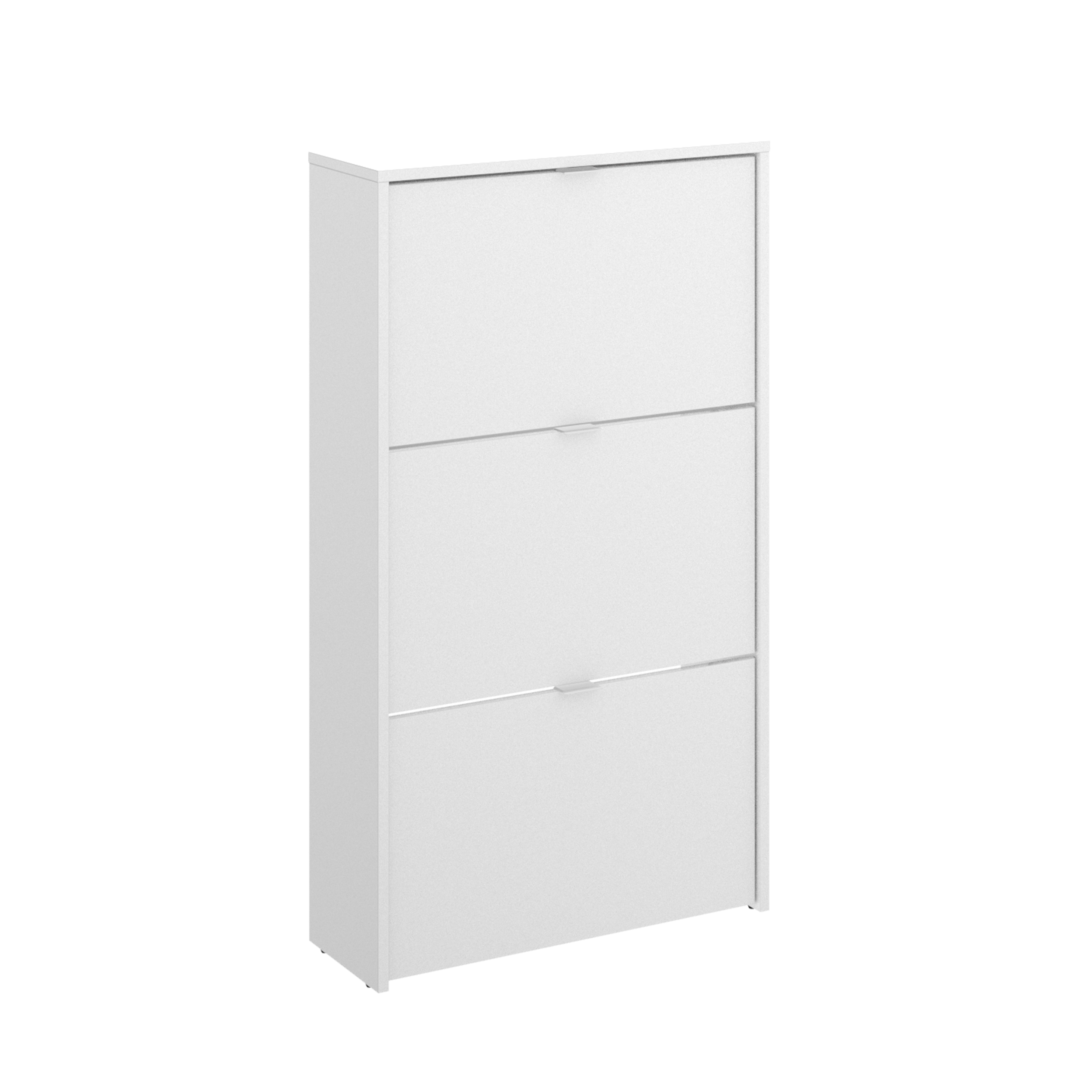 Dekit Zapatero de 3 Puertas JAZZ 113x61x25 Blanco Brillo para 18 Pares de Zapatos