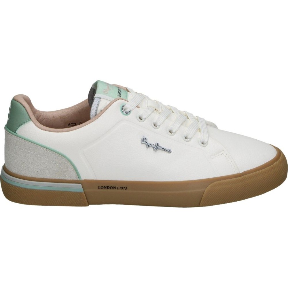 PEPE JEANS | Zapatillas Pepe Jeans para Mujer – Deportiva en Color Blanco con Detalles en Rosa y Verde – Sneakers con Cordones – Estilosas – Versátiles y Combinables – Cómodas – Modelo PLS300015-615