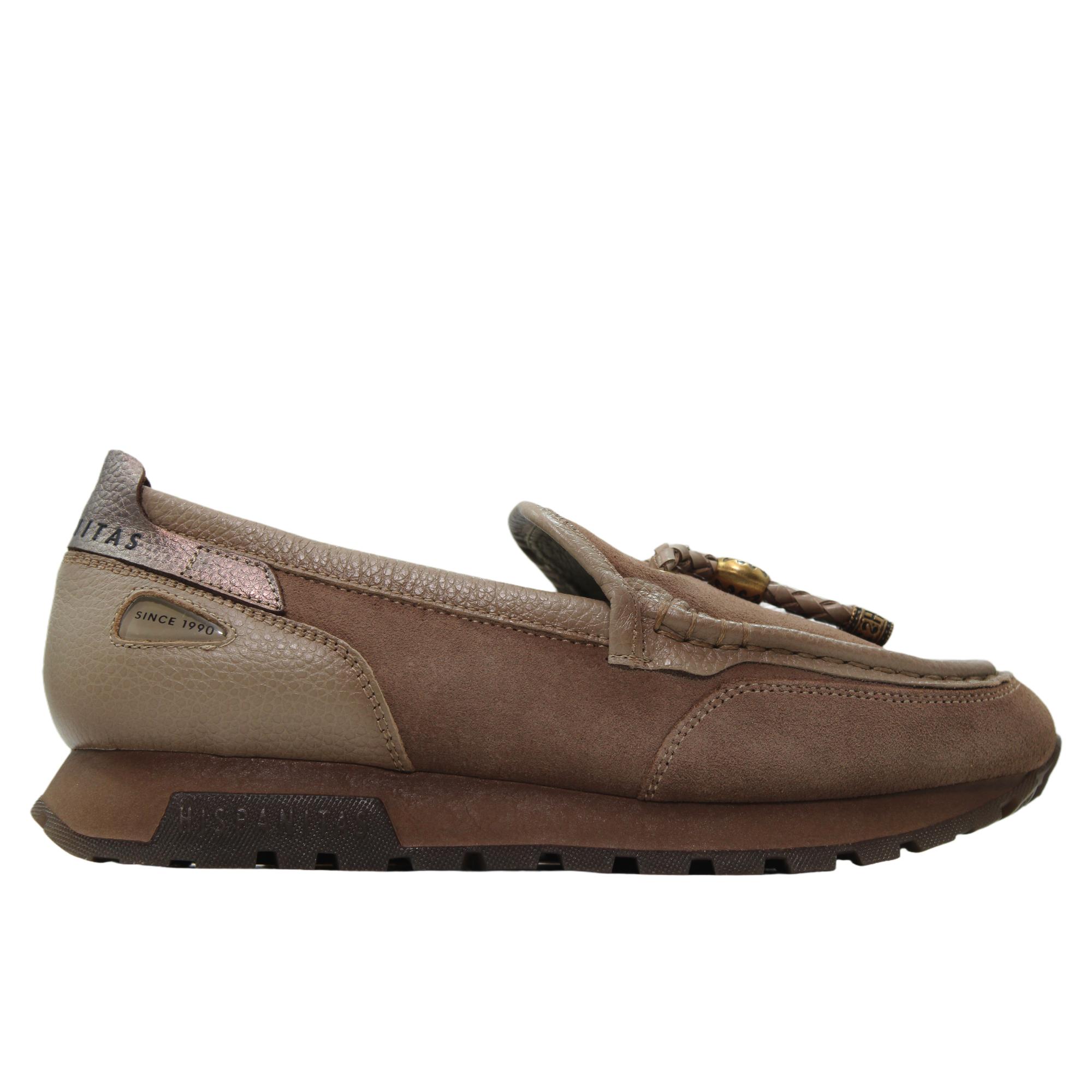 Hispanitas HI265128 Mocasines casual de piel ante, borlas, suela goma, para señora