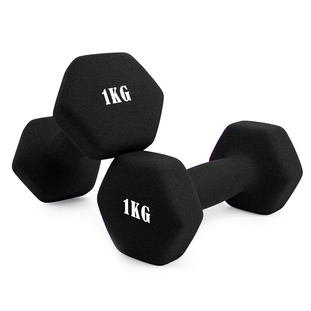 Life Basics Par de Mancuernas Hexagonales, Pesas de Neopreno Antideslizantes, Hierro Macizo, 0.5 kg a 6 kg, Diseño Hexagonal Anti-Rodadura | Agarre Ergonómico | Mancuernas para Fitness, Musculación y Gimnasio en Casa