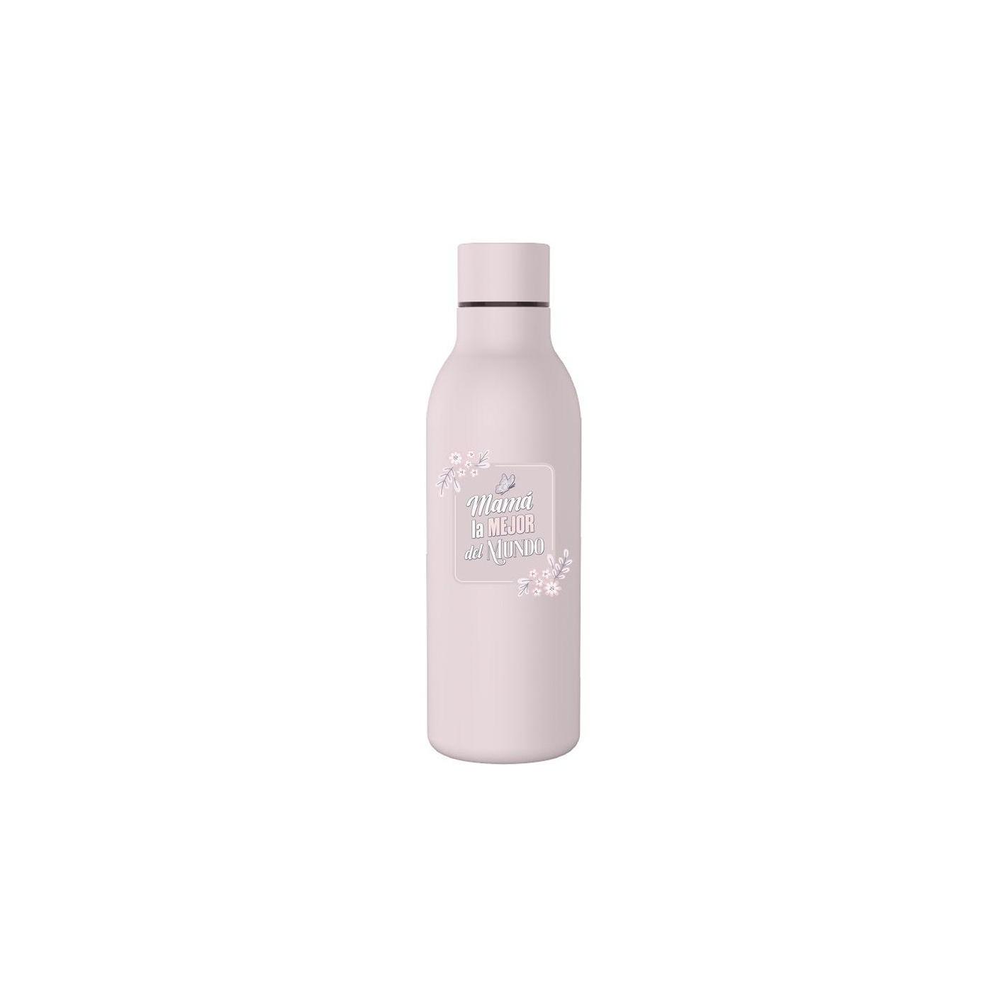 BOTELLA TÉRMICA ACERO INOXIDABLE MENSAJE: " MAMA LA MEJOR DEL MUNDO" 500ML. DCASA