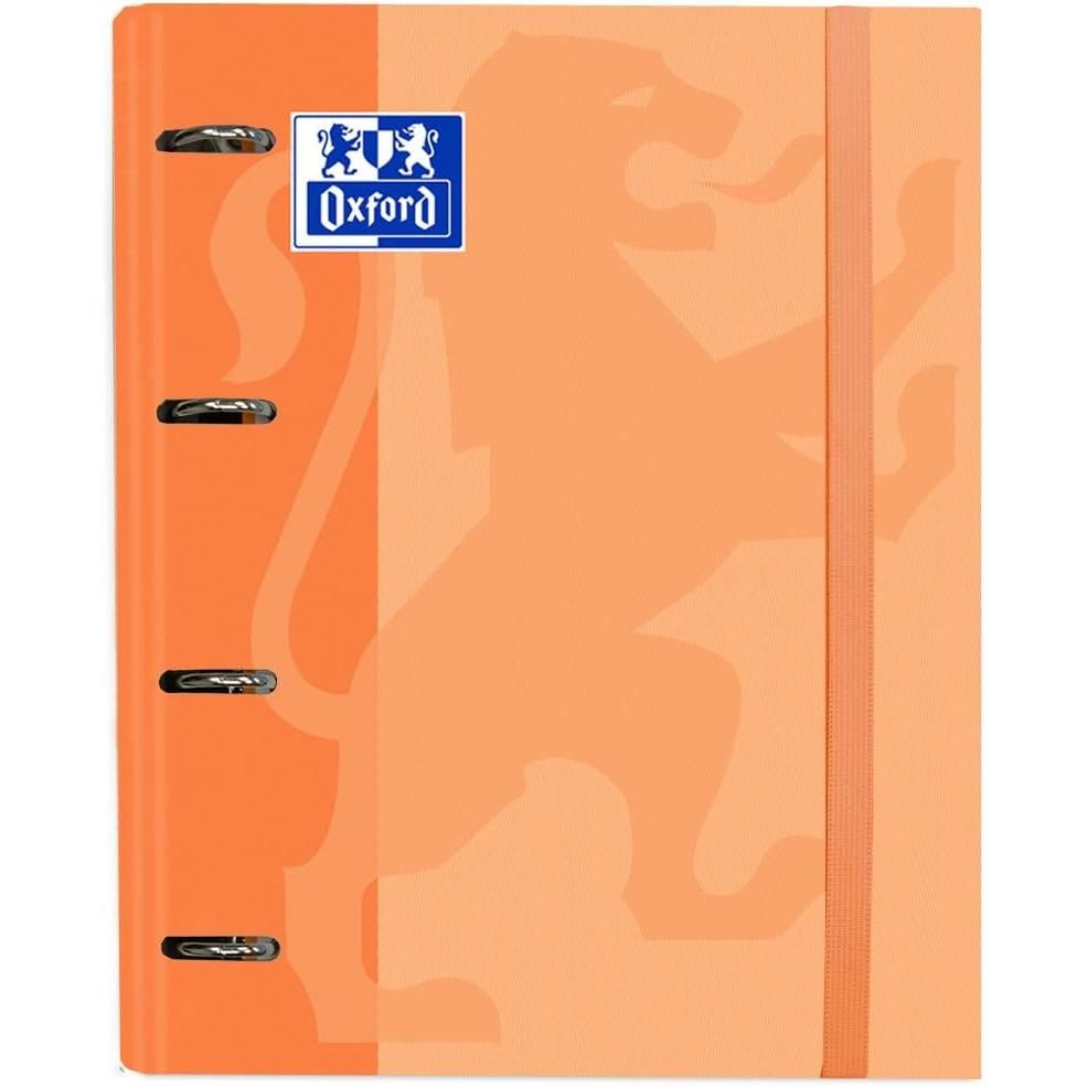 Archivador 4 anillas con recambio y goma Oxford TOUCH, Tapa Extra dura A4+ con Recambio 100 Hojas, Cuadrícula 5x5