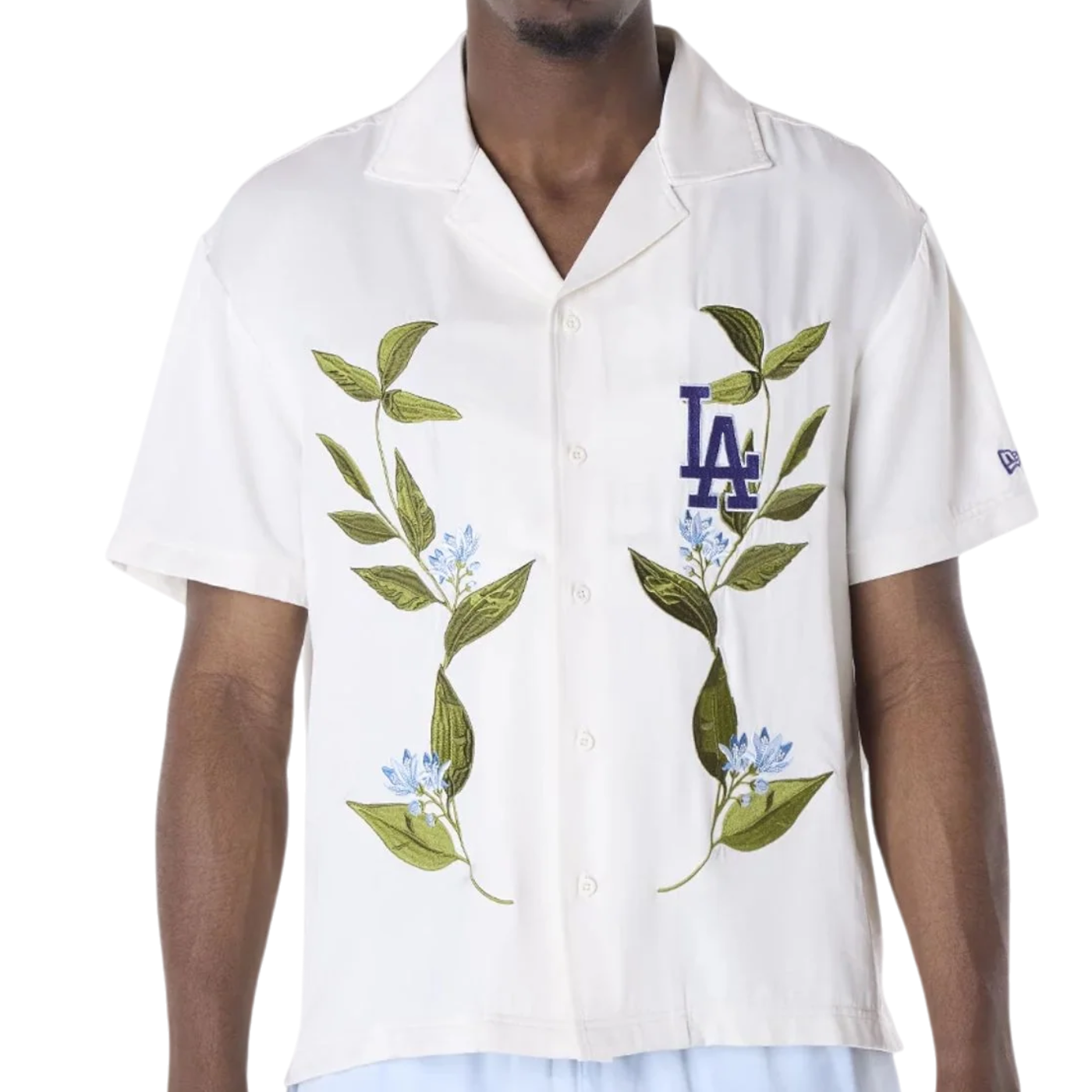 Camisa New Era LA Floral Revere Blanco Hombre Moderno, Ropa casual 100% Algodón