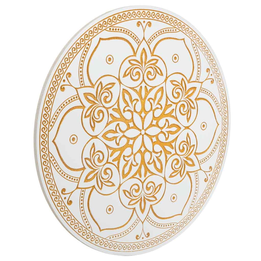 Wonderlust Deco - Panel decorativo de madera tallada blanco 60x2x60 Blanco 60x2x60h cm