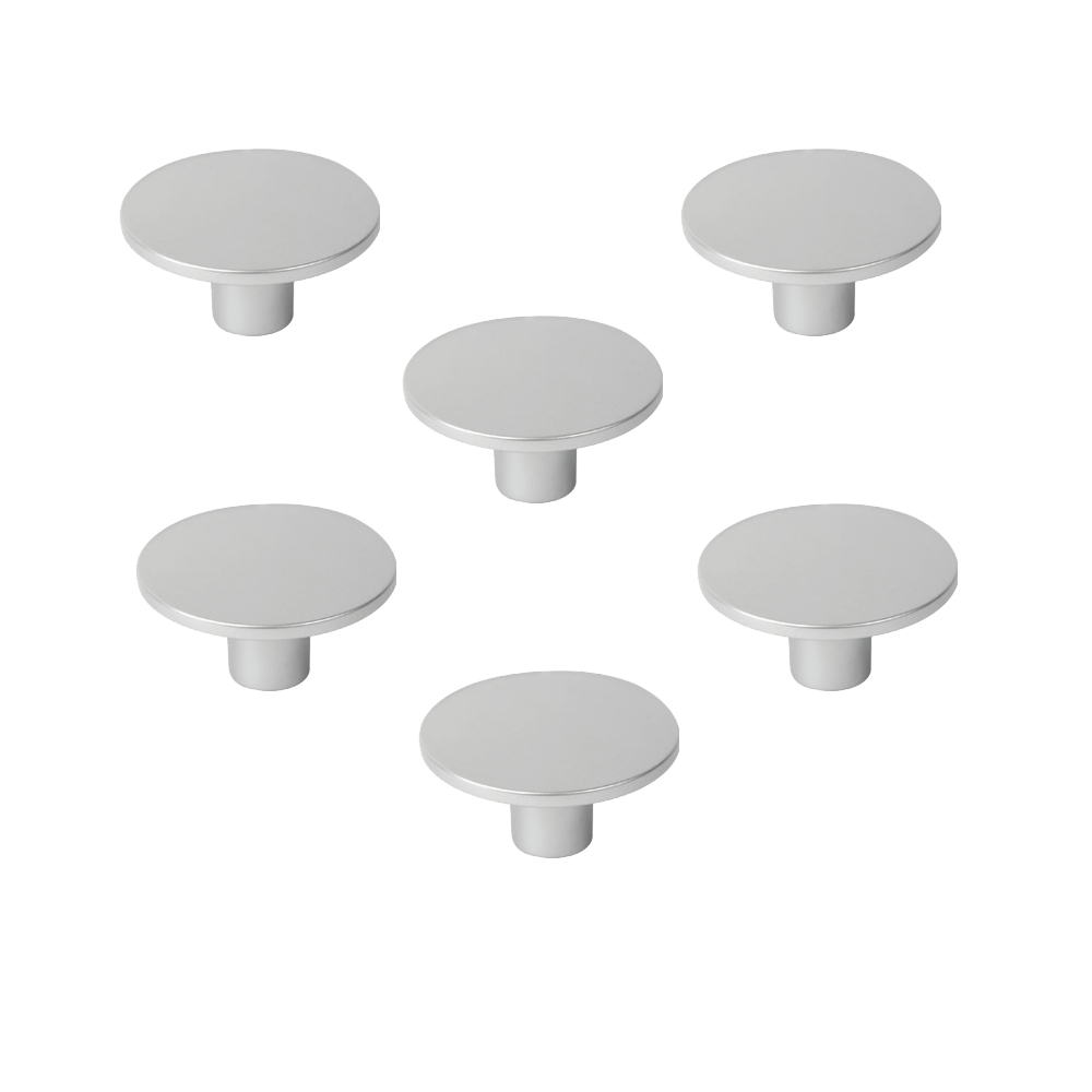 6 Un. TIRADOR Pomo Mueble Infantil resina plástica ABS pintado ALUMINIO mate - Diámetro  60MM