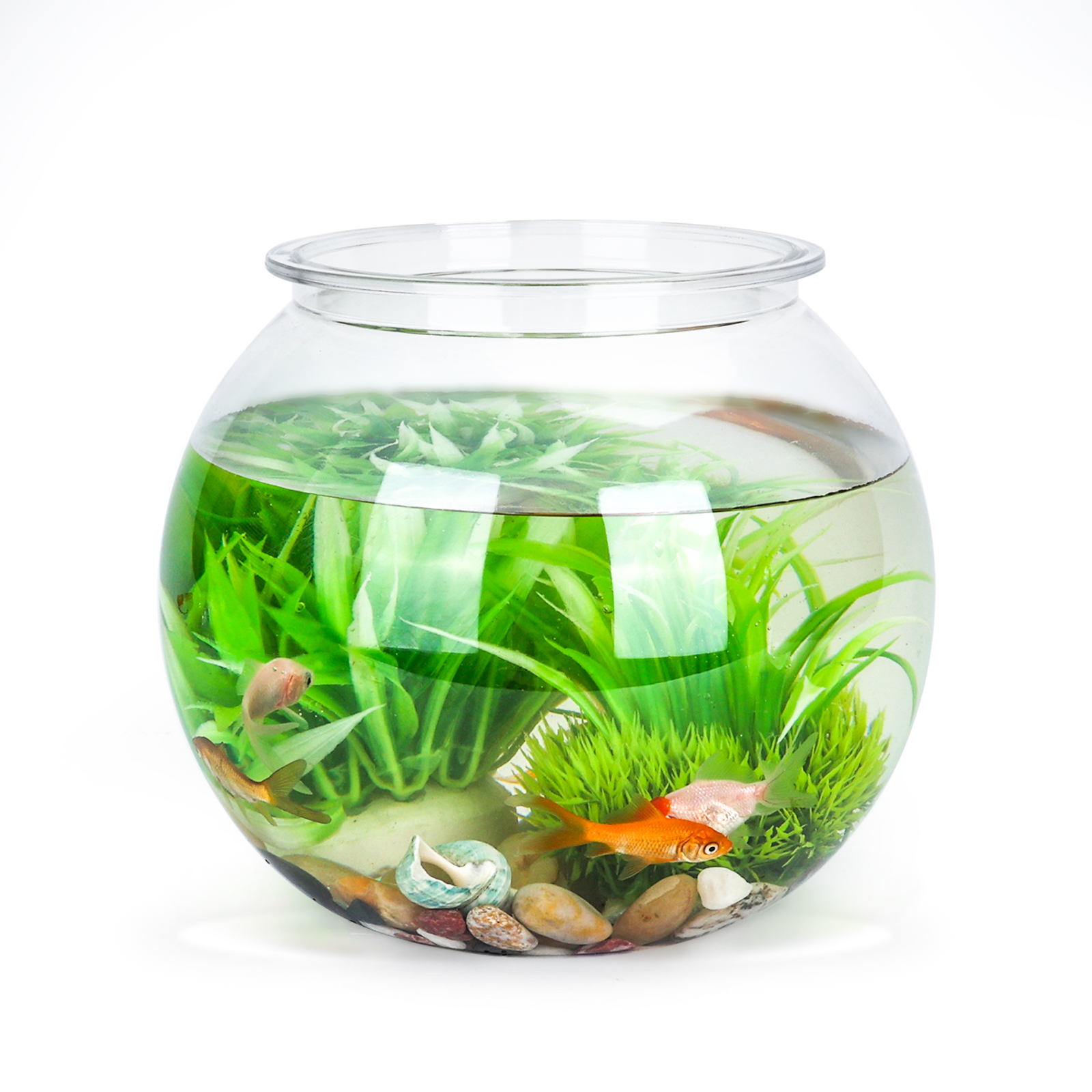 Nobleza Pecera Globo de Plástico, Ideal para Flores, Peces, Tortugas (17.5cm/20cm)