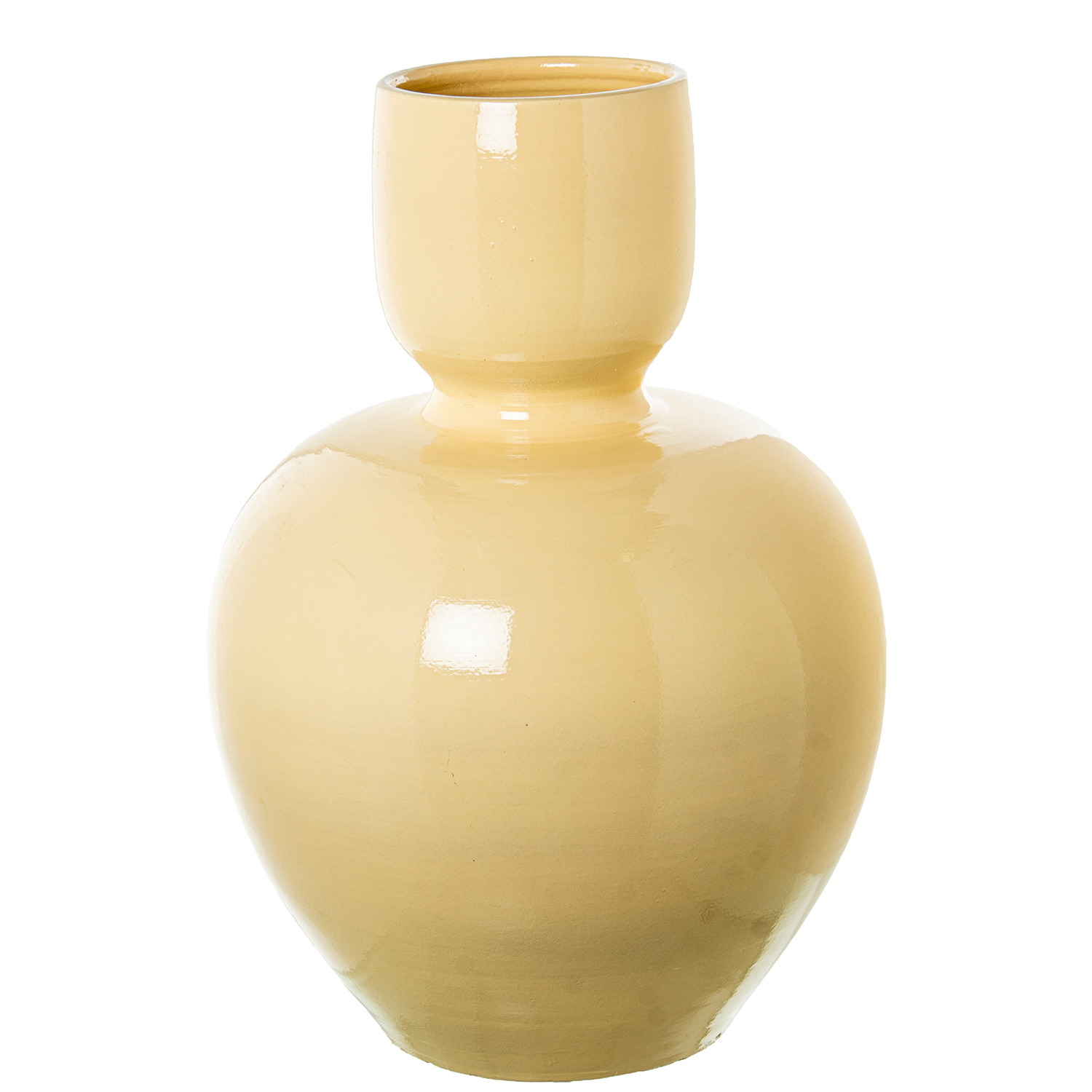 Jarrón de cerámica 60 cm crema brillo, medidas 35x60 cm Fijalo