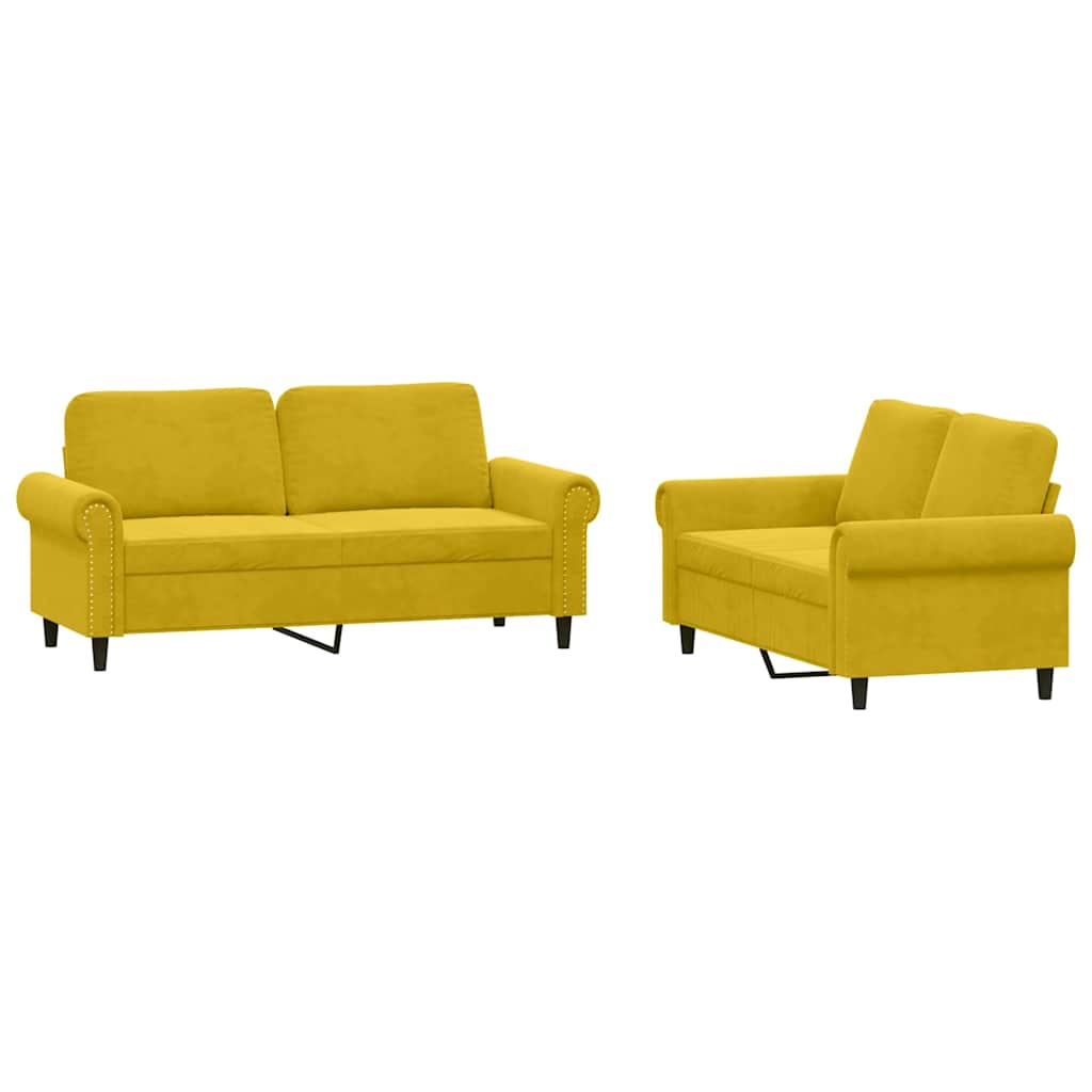 vidaXL Juego de sofás con cojines 2 piezas terciopelo amarillo