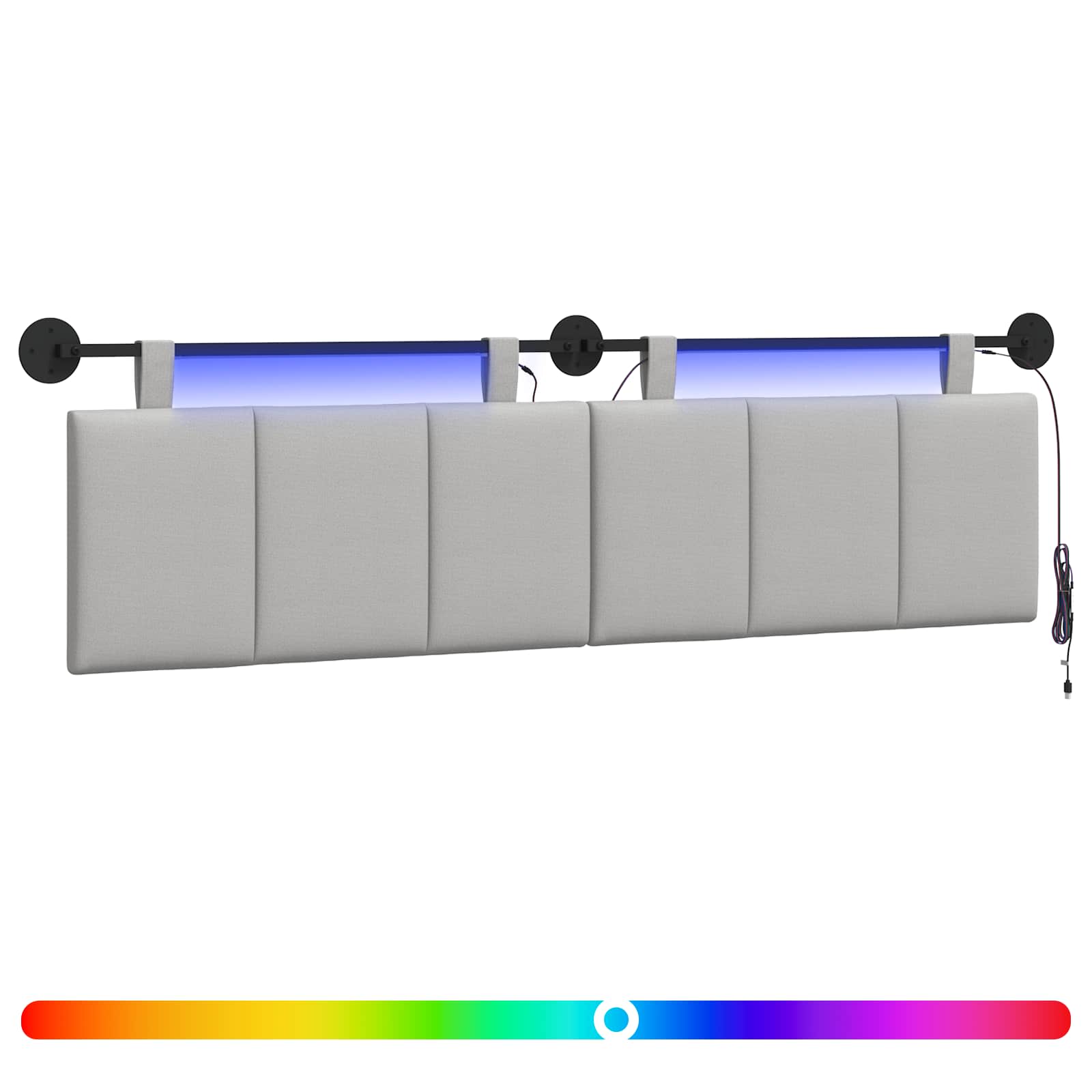 vidaXL Cabecero colgante Con luz LED Tela 190 x 55 x 5 cm Multicolor