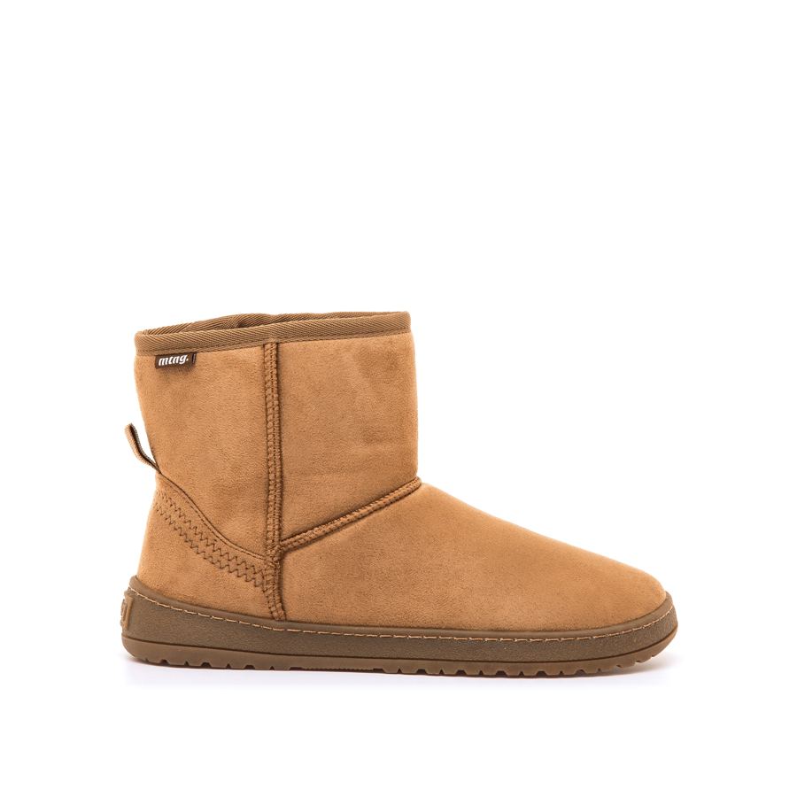 Botines Mustang 85505 Nuez Cuero horma Free-Alask para mujer, caña doblable y cremallera interior