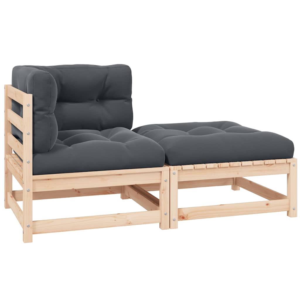 vidaXL Muebles de jardín 2 piezas con cojines madera maciza de pino