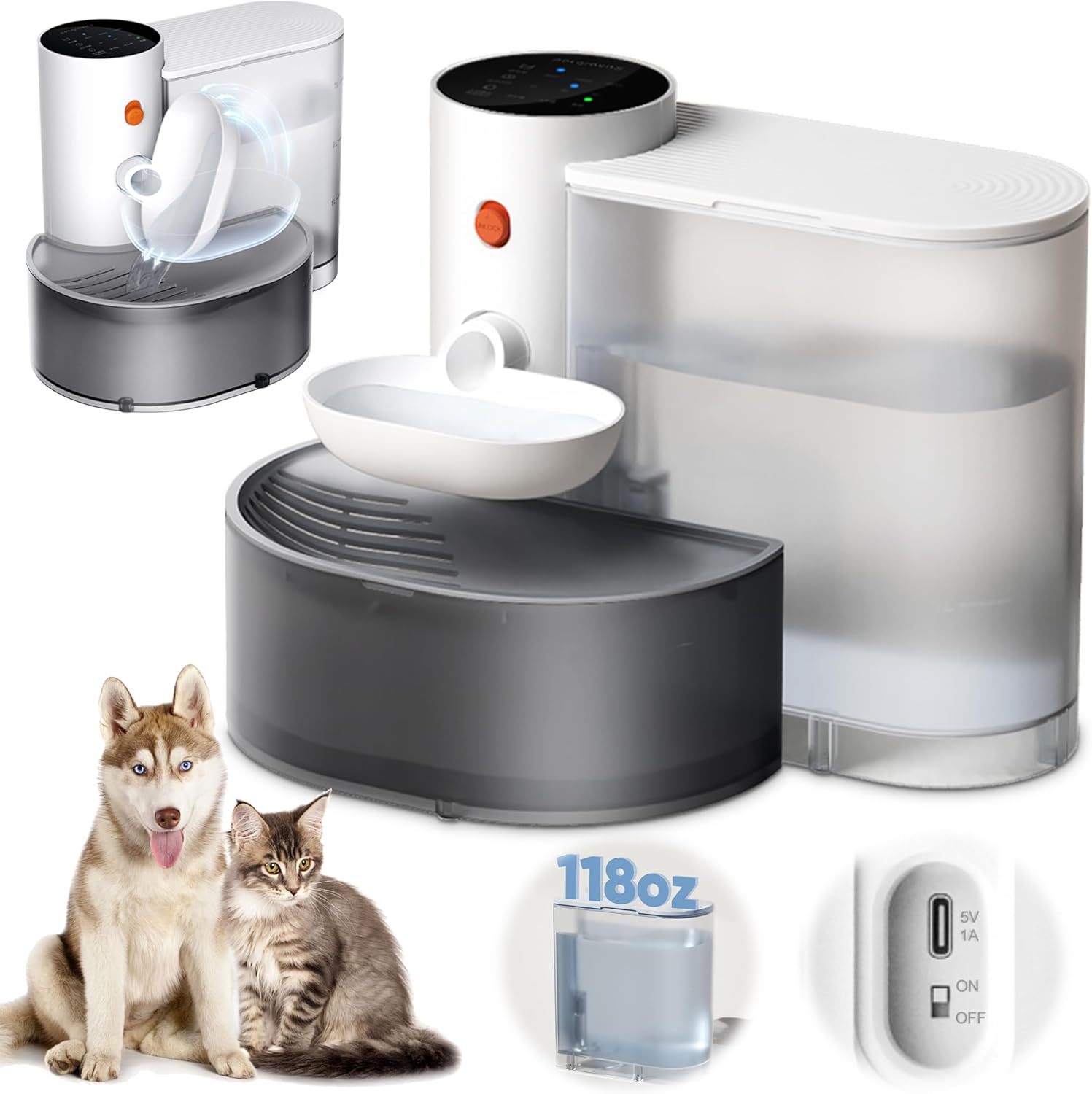 Nuevo bebedero automático inclinable con temperatura constante para gatos, fuente de agua corriente con calefacción automática para perros y mascotas.