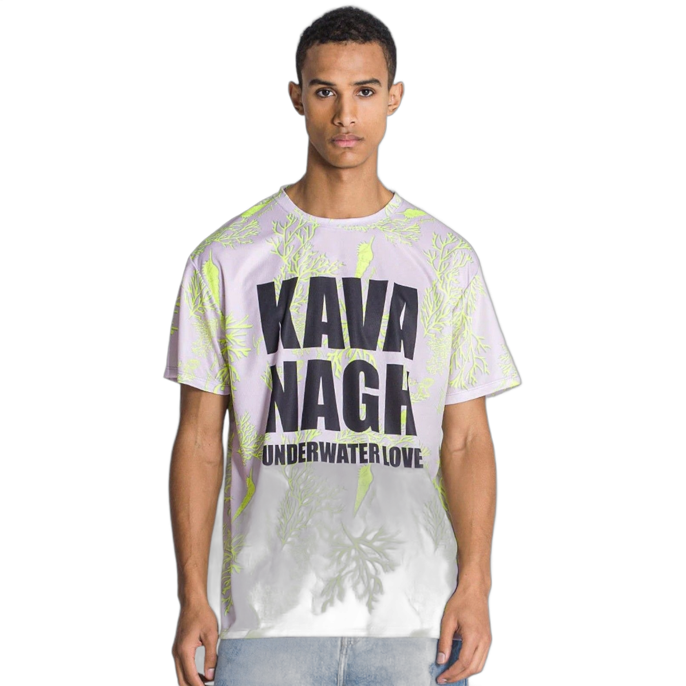 Camiseta Gianni Kavanagh Oversizecon Lavanda Blanco Hombre Moderno, Ropa casual 100% Algodón