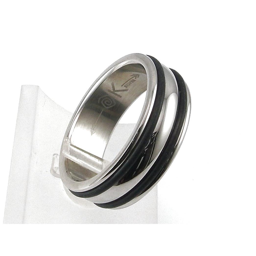 Anillo Acero Doble Fila De Caucho
