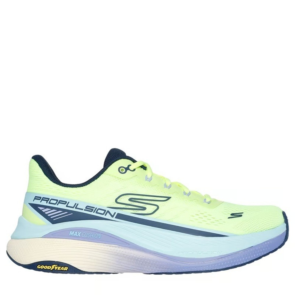 Cómoda MAX CUSHIONING PROPULSION AMARILLA de SKECHERS: calzado cómodo para mujer, plantilla Air-Cooled Goga Mat y suela ULTRA GO® que amortigua. Suela de goma, buen agarre. ¡Cómpralas! Altura Tacón bajo (1-3 cm) Referencia