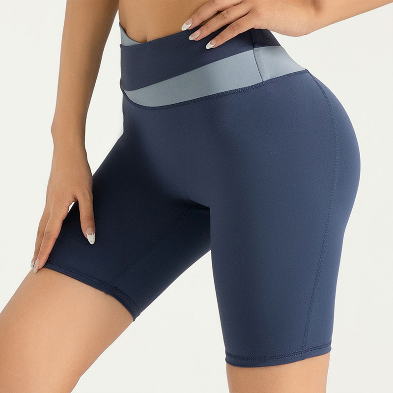 TK Los deportes casuales de Colorblock ponen en cortocircuito los pantalones cortos desnudos elásticos de la yoga de los pantalones cortos de la aptitud para las mujeres