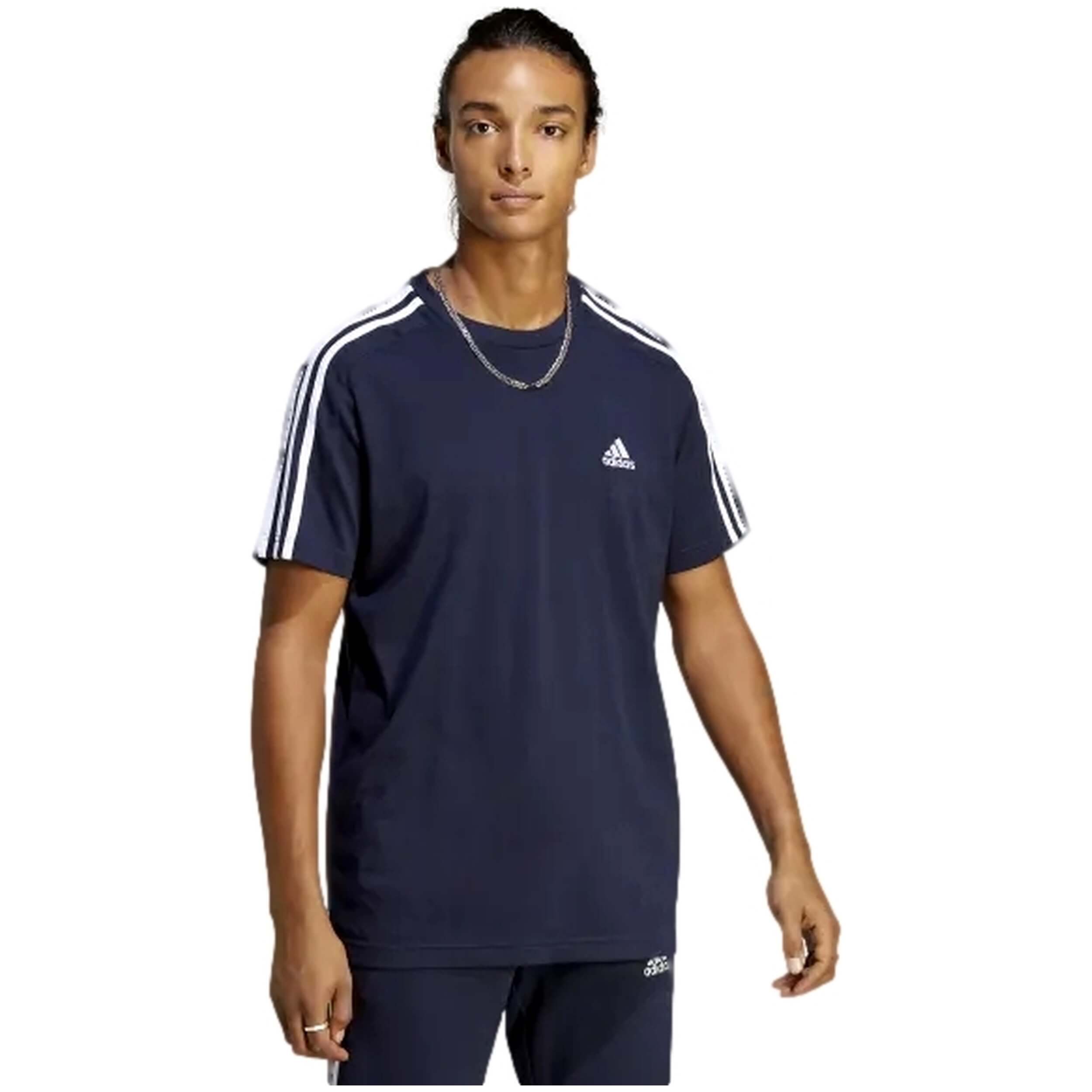 Camiseta de Manga Corta Adidas 3S para hombre en color azul
