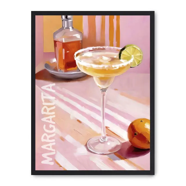 Lámina con marco negro MARGARITA 21x30 cm, Póster impreso en papel de primera calidad de 180gr, montado sobre marco de madera MDF acabado en negro., Cocina - Bebidas