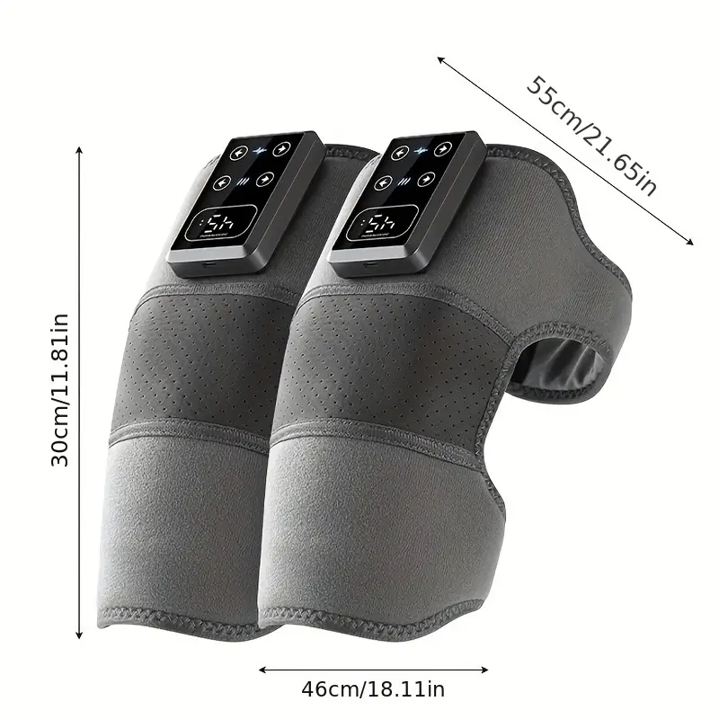 Masajeador de rodillas 3 en 1 recargable por USB con calefacción y vibración, almohadilla de apoyo para las articulaciones sin perfume para relajación, regalo ideal para rodillas, codos y hombros - Batería de litio incorporada de 1800 mAh
