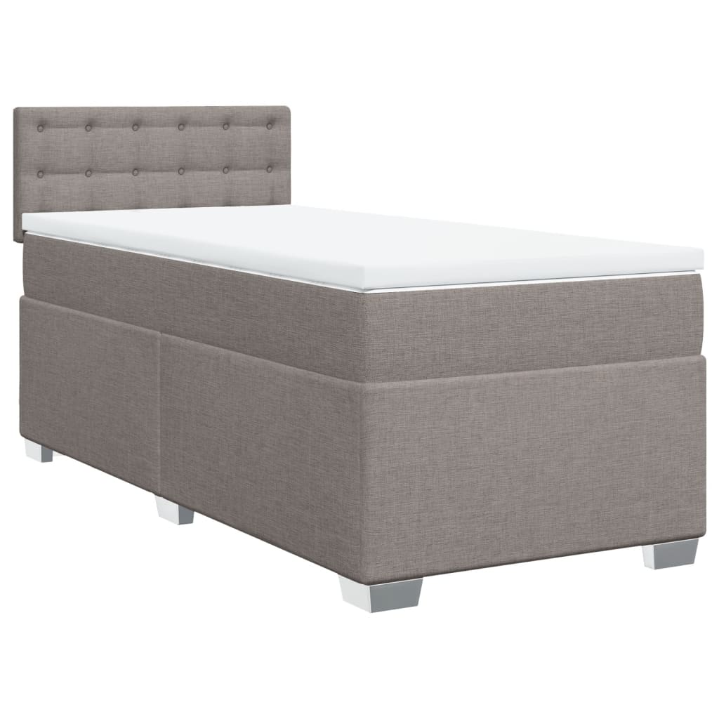 vidaXL Cama box spring con colchón tela gris taupe 90x200 cm