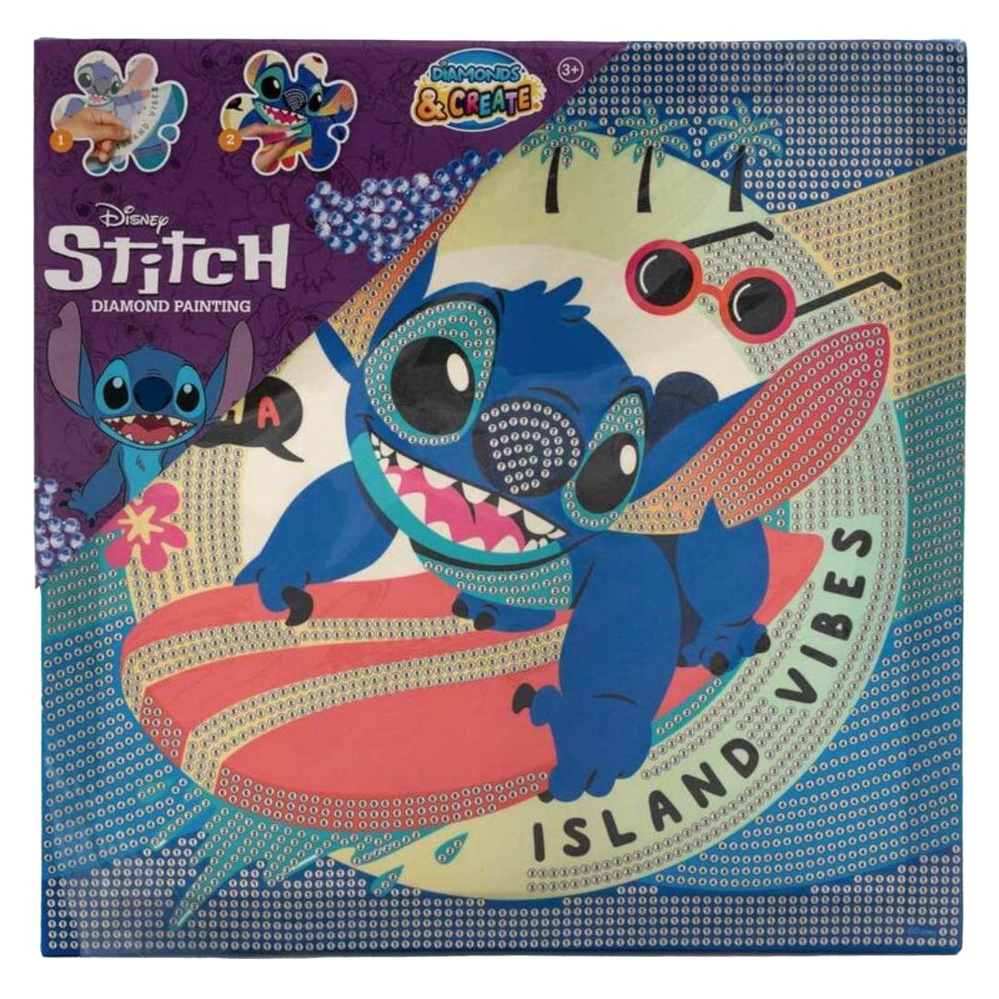 Display De Pintura Con Diamantes Disney Stitch 29x29cm