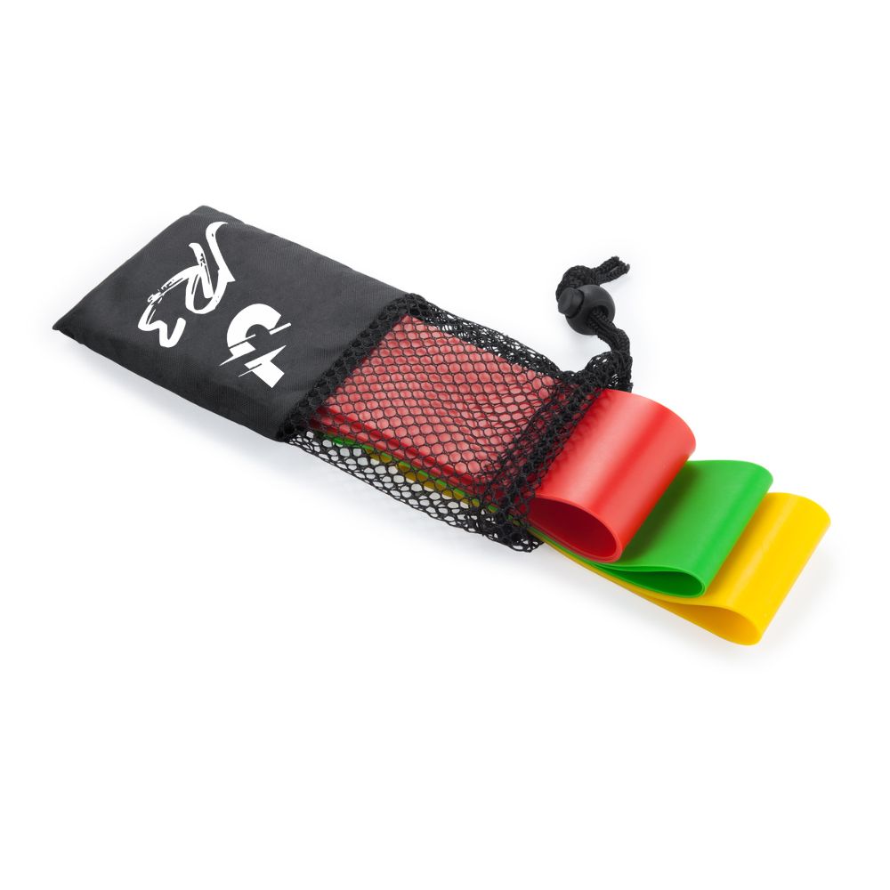 JR3 Set bandas elásticas para fitness con diferentes resistencias, con funda de poliéster.