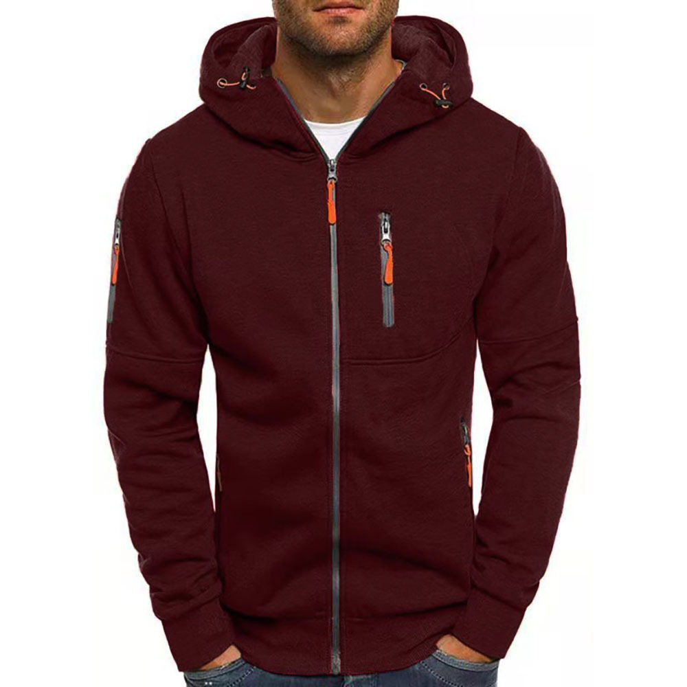 TK Chaqueta deportiva de talla grande para hombre, para otoño e invierno, con cremallera en el brazo, informal, tipo cárdigan, con capucha