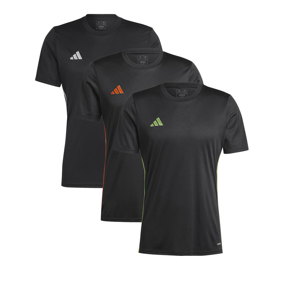 Adidas Pack 3 Camisetas Manga Corta Deporte - Color Celeste, Azul Marino, Negro, Amarillo Fosforito, Rosa - Modelo Tabela - Cuello Redondo T-Shirt Transpirable Aeroredy para Deportistas - Adidas Sport - Fútbol - Tenis - Padel - Indoor - Trainning