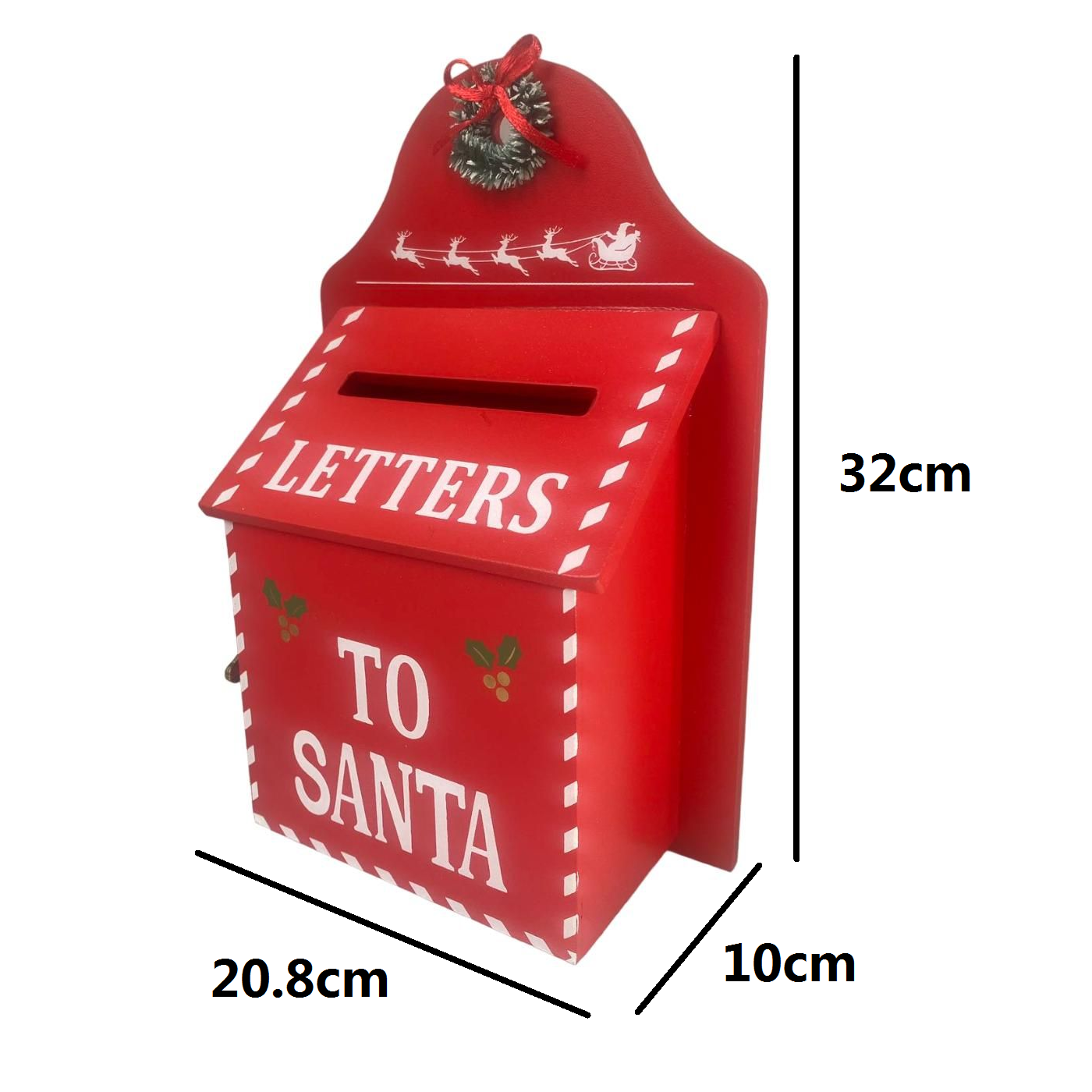 Buzón de Cartas de Madera para Decoración de Navidad - Rojo, Papá Noel y Santa Claus - Gerimport