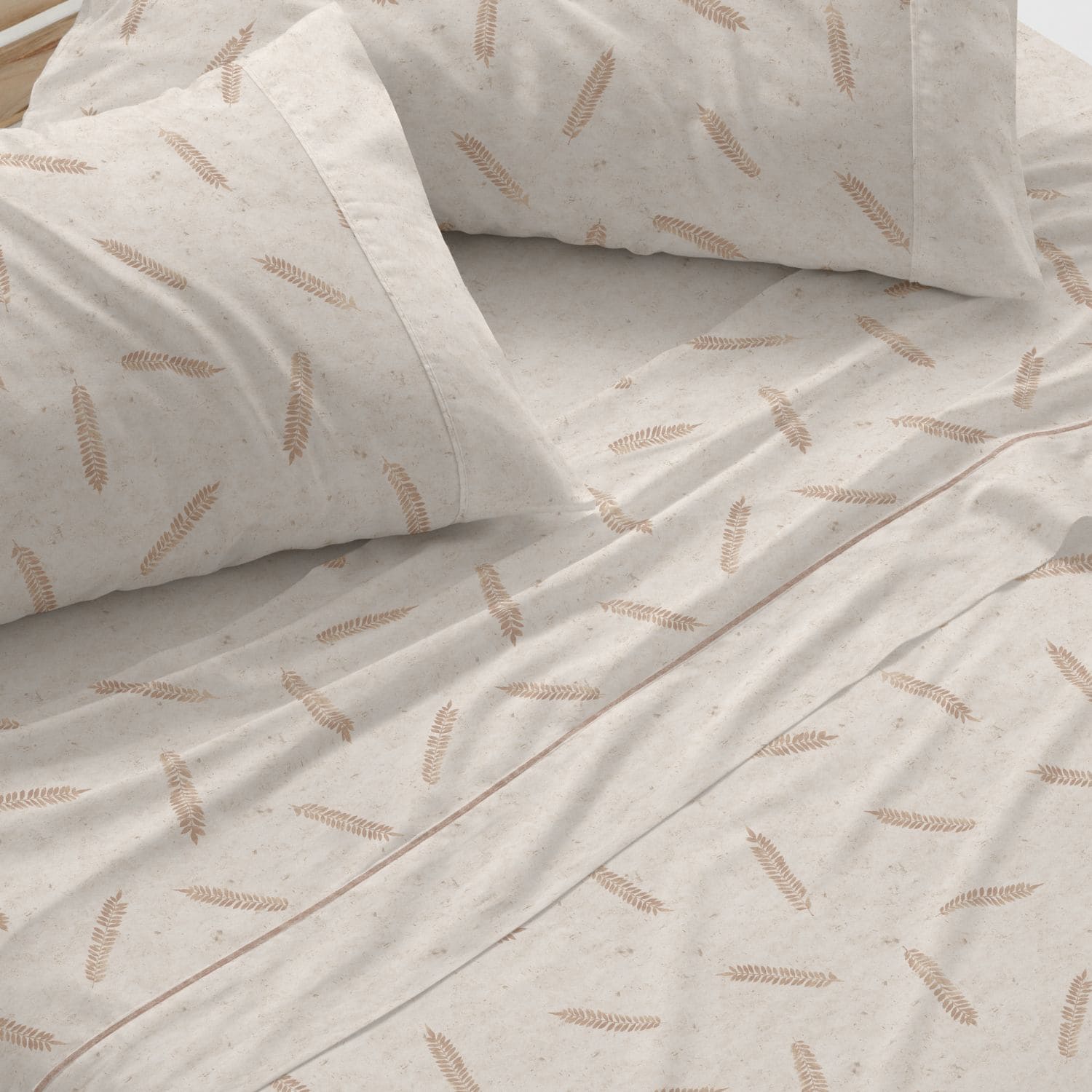 Juego de sábanas. Diseño 046. BURRITO BLANCO. Incluye sábana encimera, bajera y 1 o 2 fundas de almohada. Esteampado botánico. Disponible en color Verde, piedra y arena. 50% Algodón- 50% poliéster. Tamaños 90, 105, 135, 150-160, 180 y 200cm.