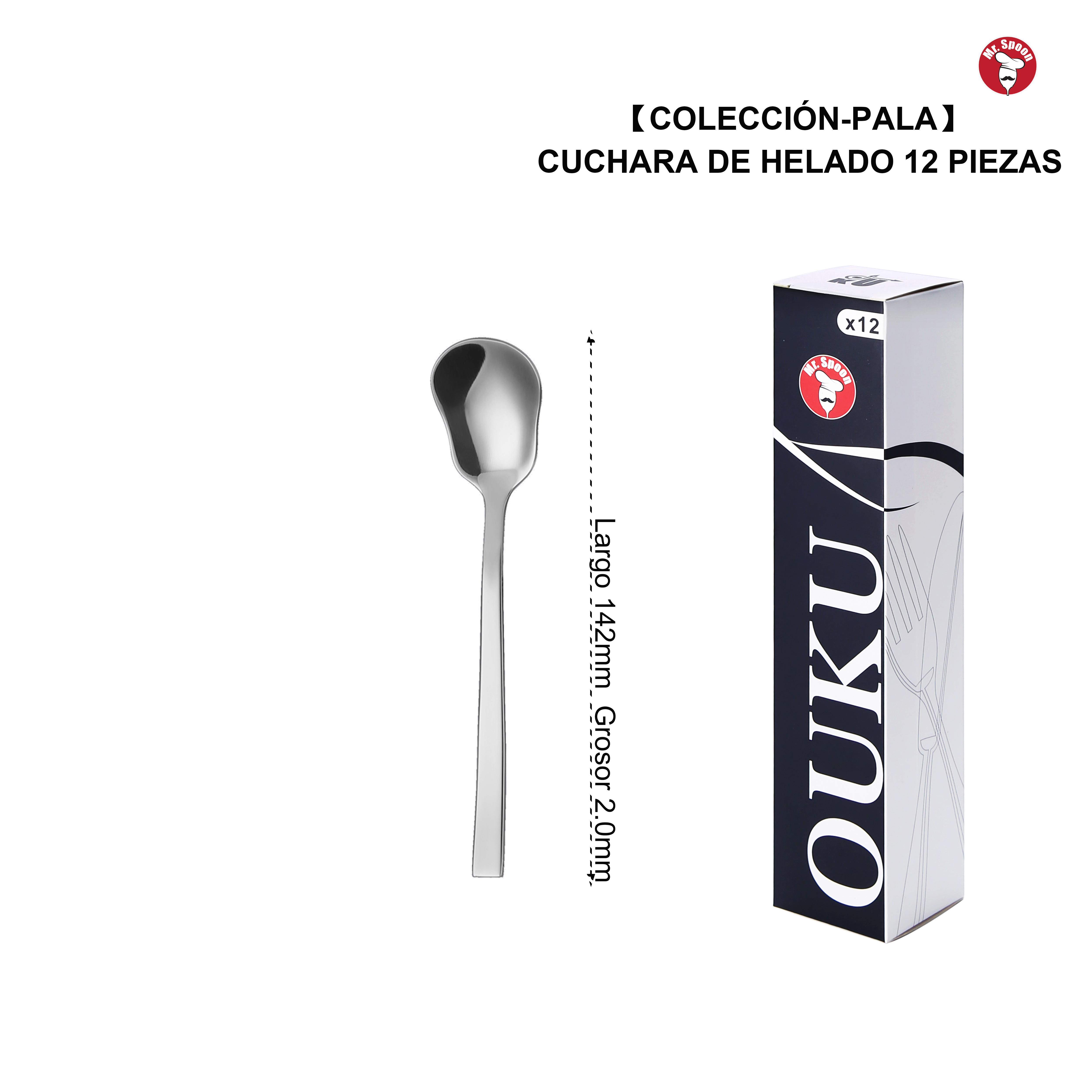 Mr.Spoon Serie Pala Set 12 Piezas Cubiertos Acero Inoxidable 18/0 Plata – Cuchillo de Carne, Tenedor, Cuchara de Sopa, Postre y Café – Cubertería Moderna Resistente Apta Lavavajillas para Cocina Hogar Restaurante