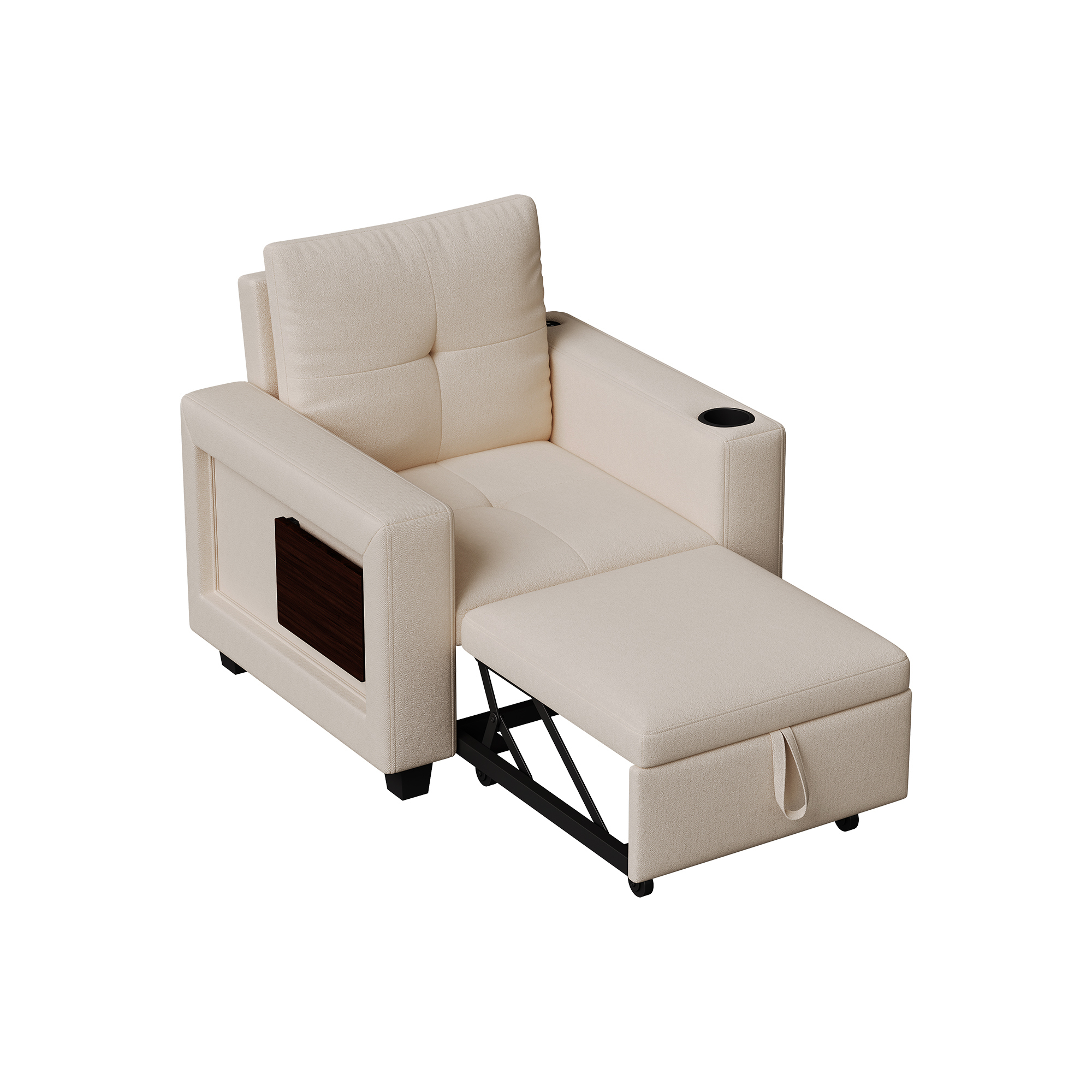 Superaly, Sillón Cama 3 en 1 con Mesa Plegable, Silla con Función de Cama, Sofá Cama con Respaldo Ajustable, Sofá Cama Individual, Sillón de Lectura para Salón, 179 x 58 cm