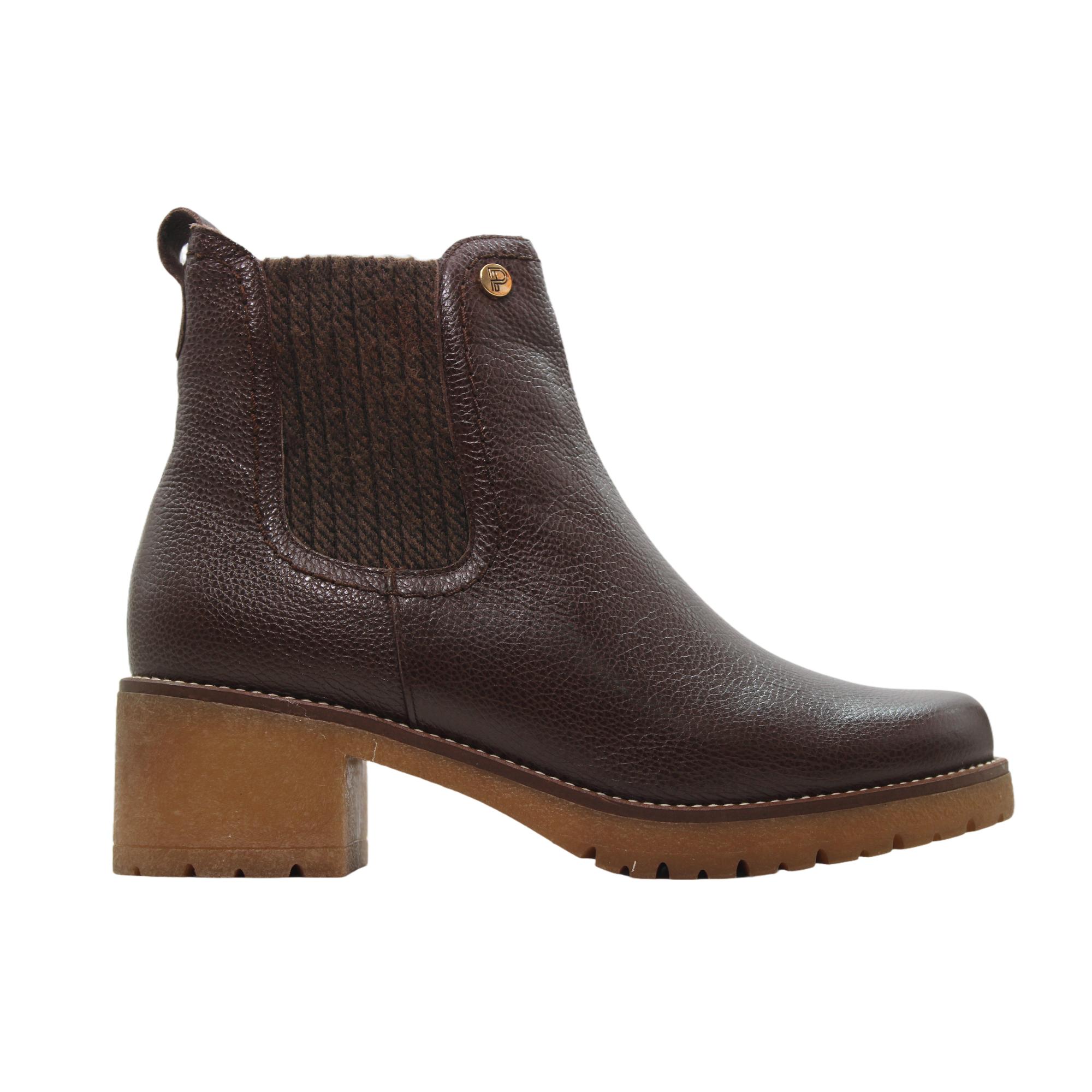 PITILLOS 20523 Botines chelsea de piel, cremallera y elástico, tacón bloque, suela track de goma, para señora