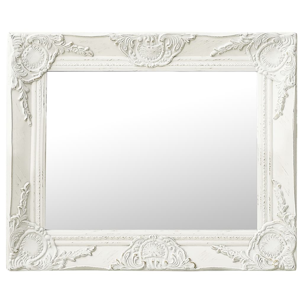 vidaXL Espejo de pared estilo barroco blanco 50x40 cm