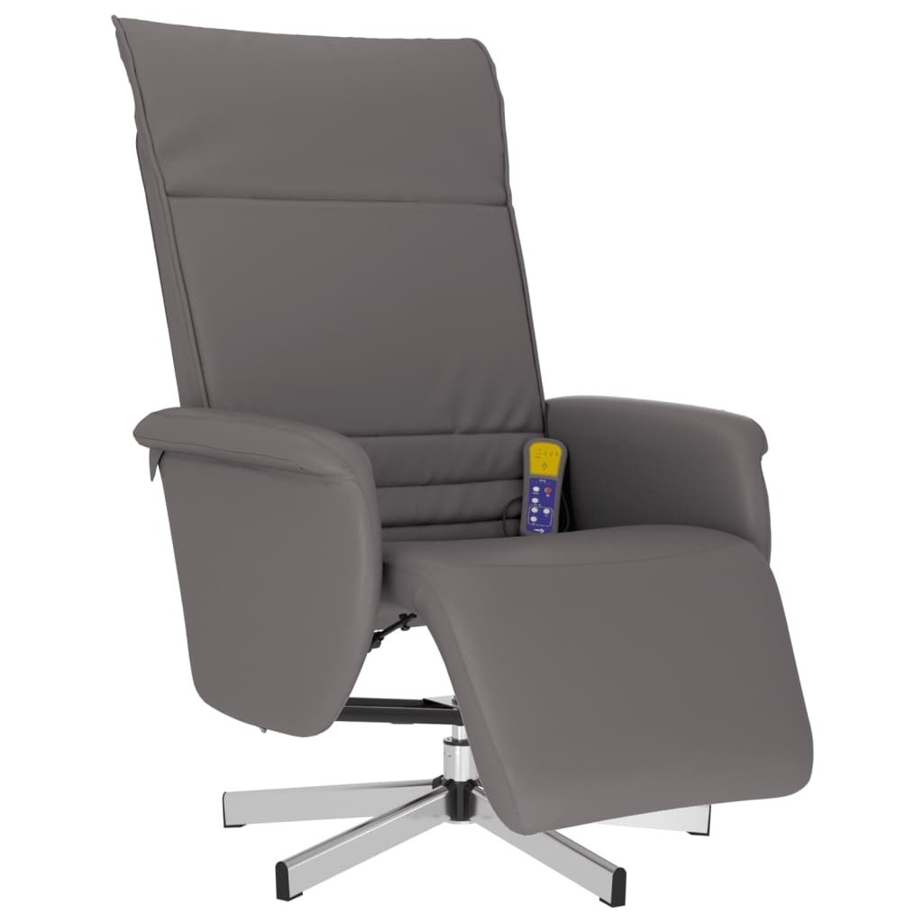 Vidaxl Sillón Reclinable de Masaje con Reposapiés Cuero Sintético Marrón