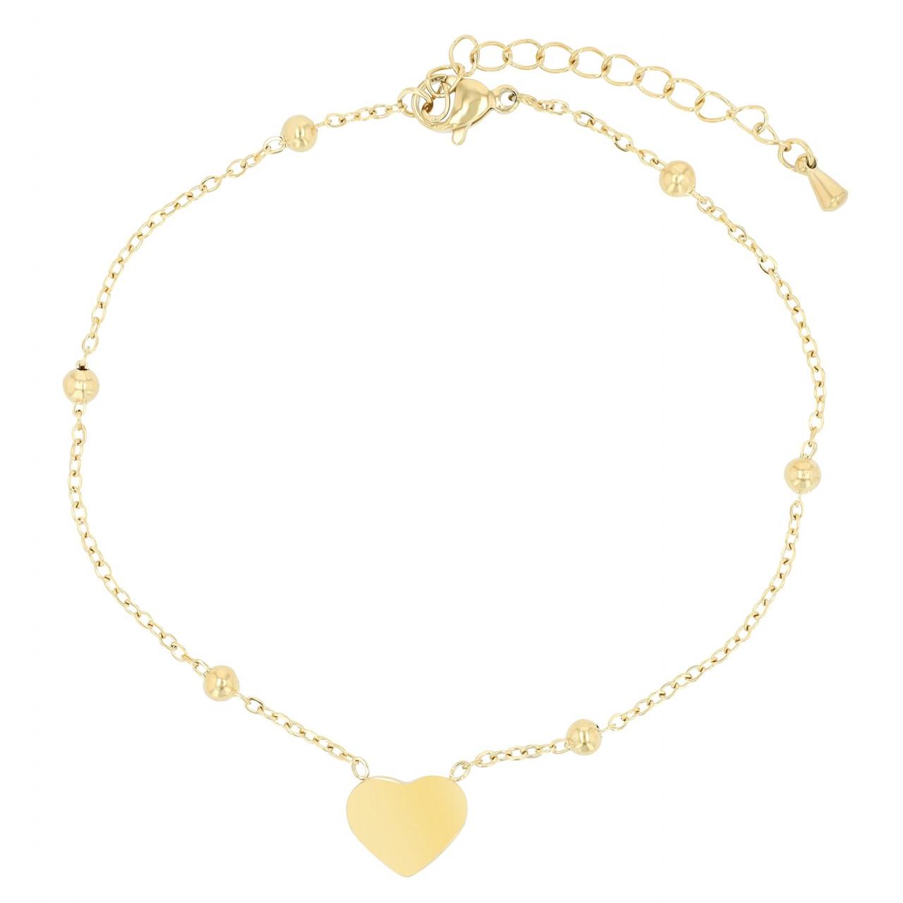 Akzent® Pulsera de Pé Coração Dourado em Aço Inoxidável - 0063