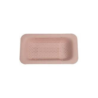 CA Colador rosa para fregadero - Lava verduras y frutas, escurre pasta cocida y seca platos - Expandible - Artículos esenciales de cocina para el hogar