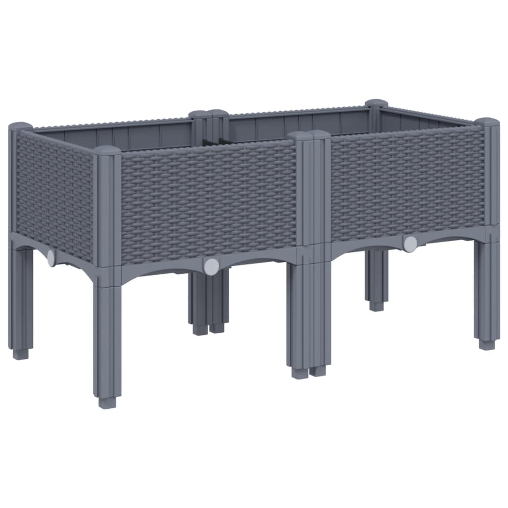 vidaXL Jardinera con patas PP 80x40x42 cm Color Gris,  Gris claro,  Negro y mas