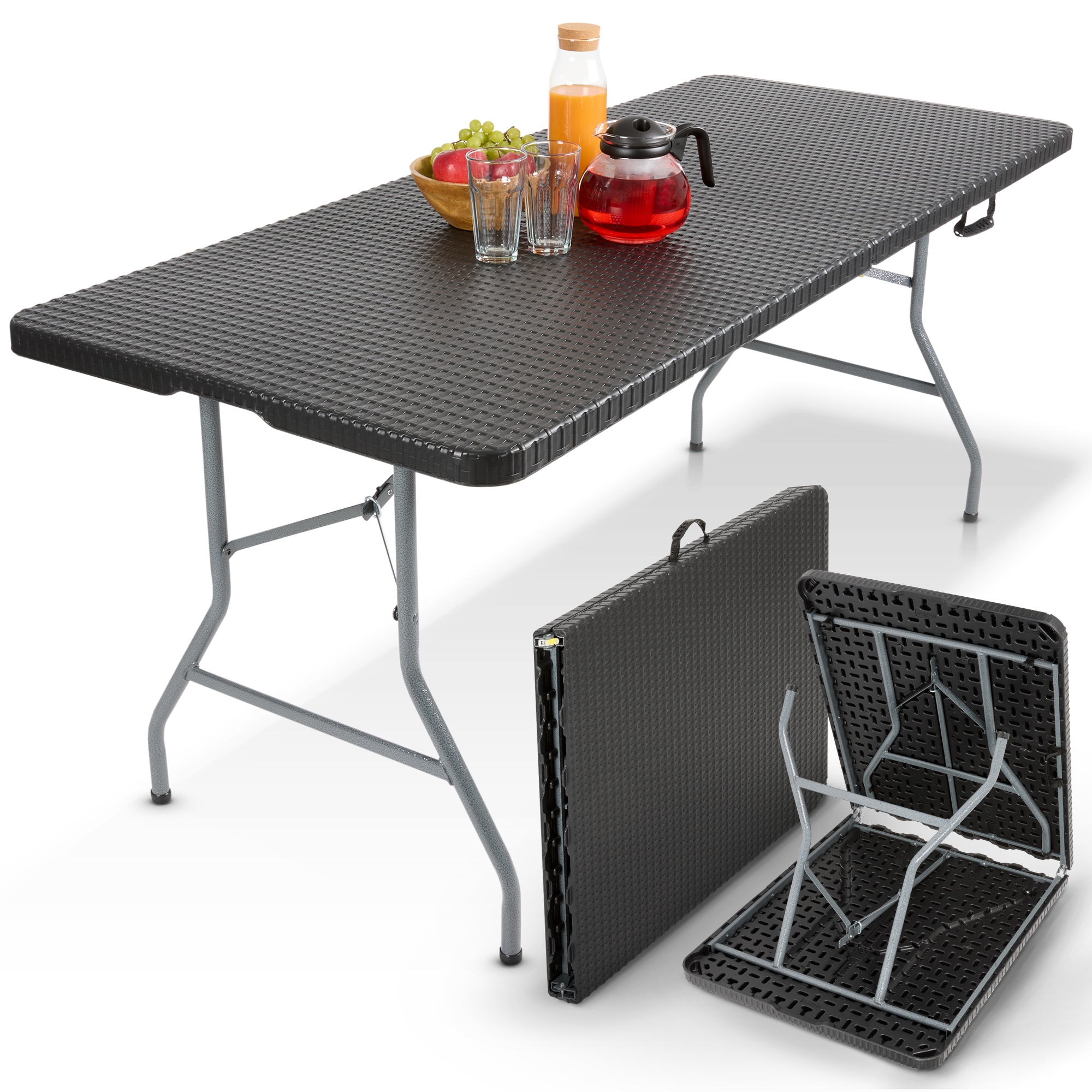 AREBOS Mesa plegable Mesa de jardín Mesa de comedor Mesa plegable camping 182cm