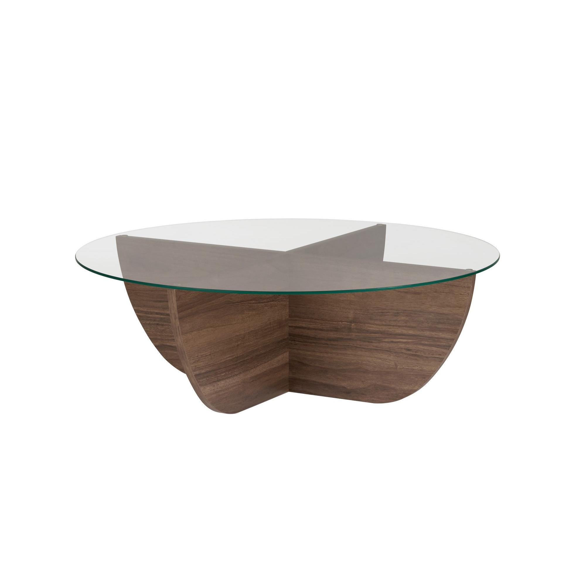 Habitat y Jardin - Mesa de centro de cristal <<Liya>> 90 x 90 x 30 cm - Nogal
