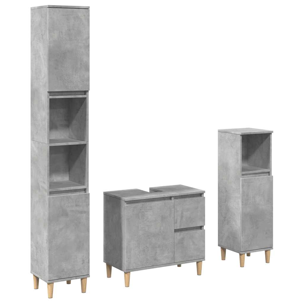 vidaXL Set muebles de baño 2 piezas madera contrachapada gris hormigón
