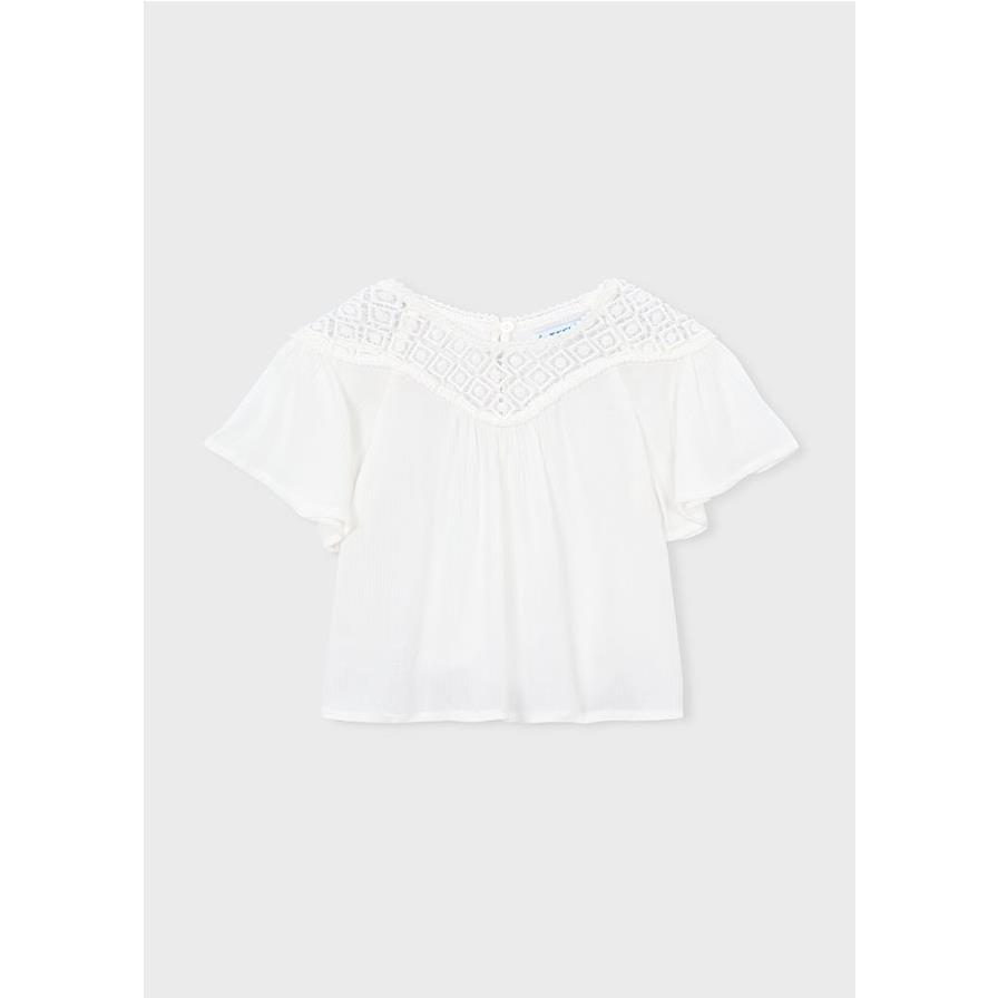 Mayoral - Blusón combinado guipur para mujer, elegante y versátil, ideal para ocasiones especiales y eventos formales